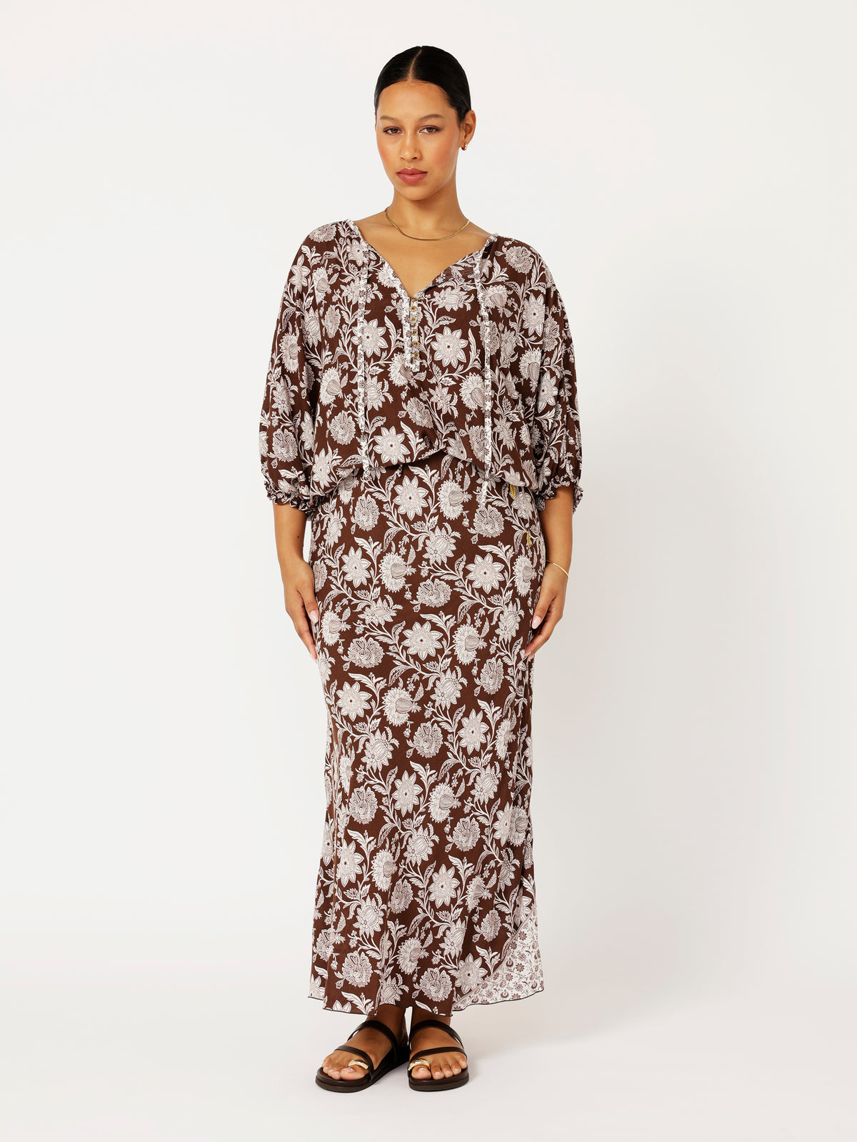 Violet Skirt | Chocolate Indian Flower - Saffron Road