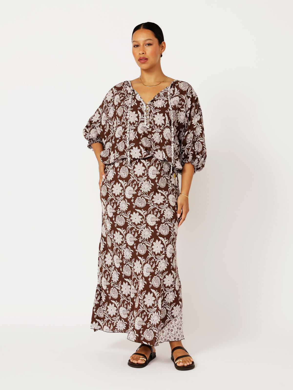 Violet Skirt | Chocolate Indian Flower - Saffron Road