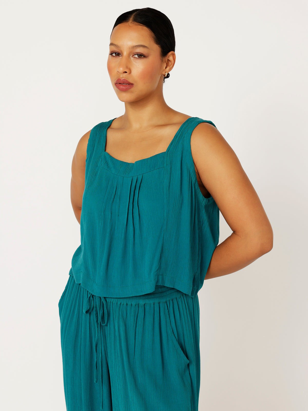 Lotus Tank | Teal Crinkle - Saffron Road