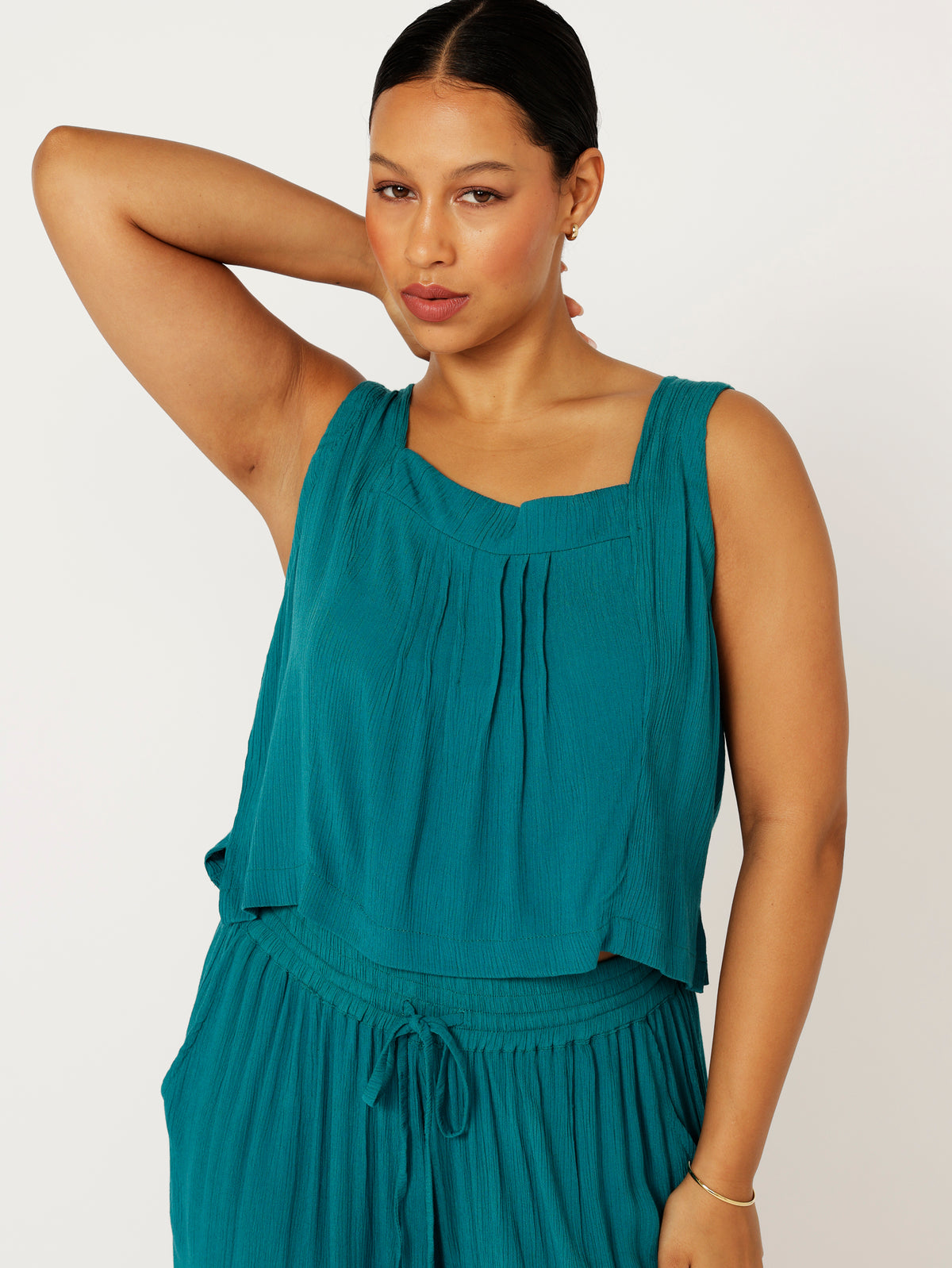 Lotus Tank | Teal Crinkle - Saffron Road