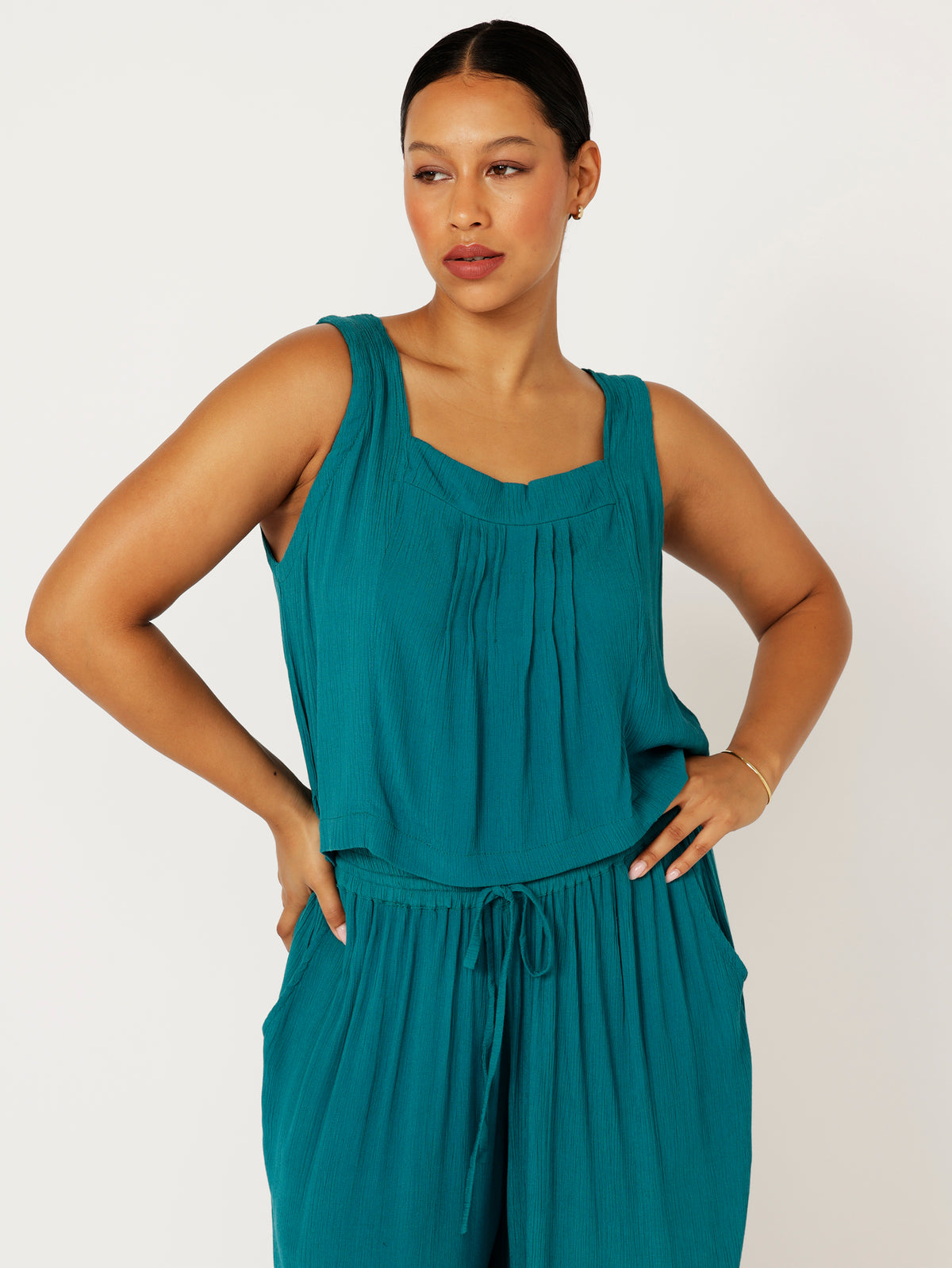 Lotus Tank | Teal Crinkle - Saffron Road