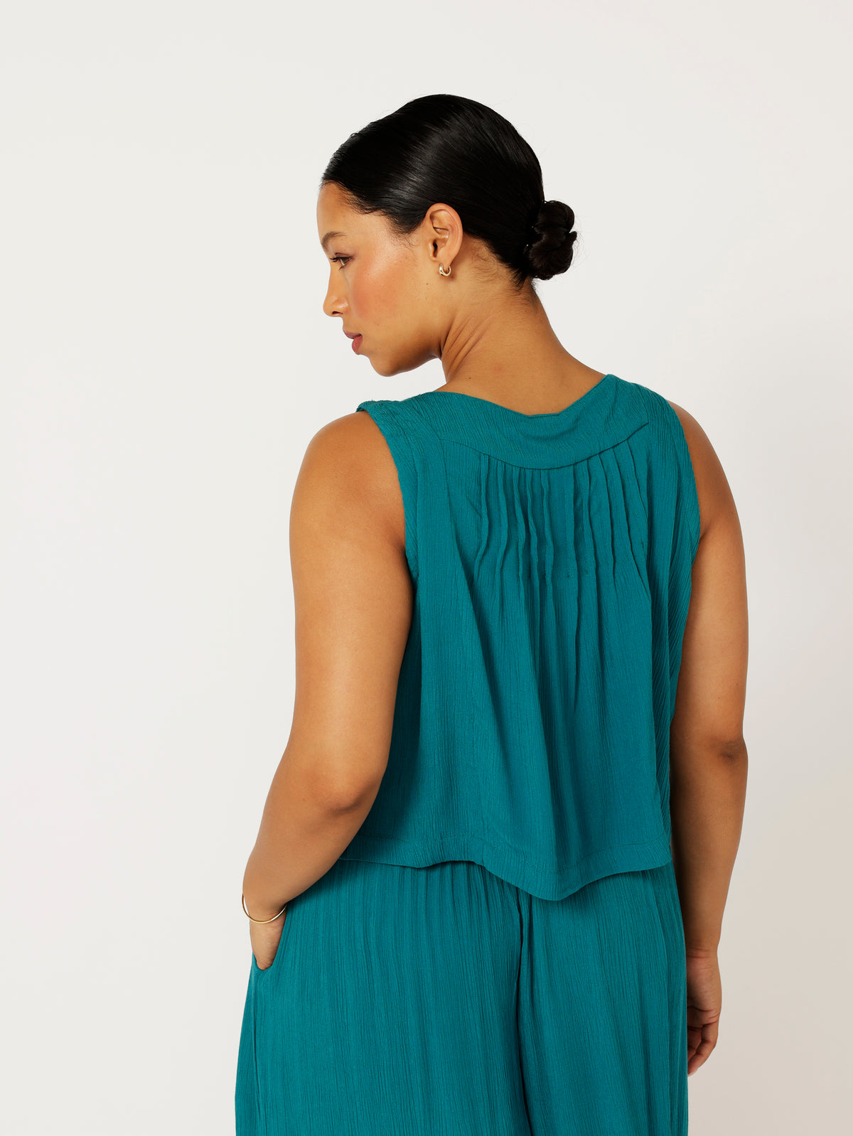 Lotus Tank | Teal Crinkle - Saffron Road