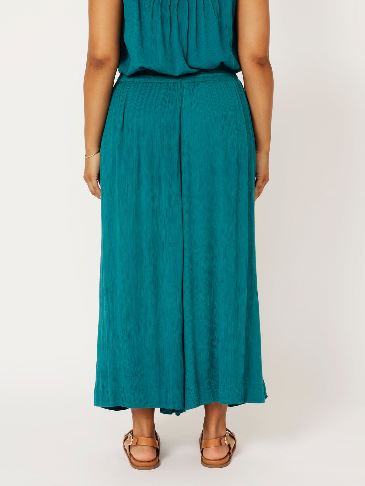 Palazzo Pant | CROPPED | Teal Crinkle - Saffron Road