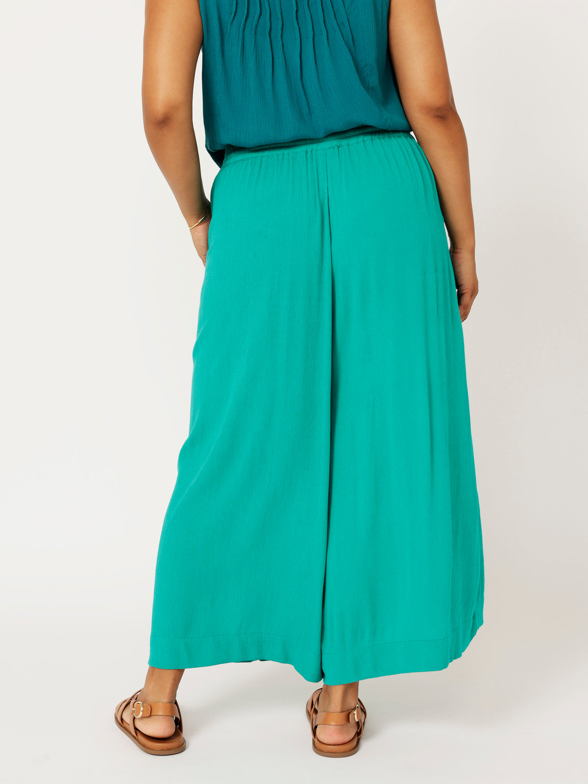 Palazzo Pant | CROPPED | Jade Crinkle - Saffron Road