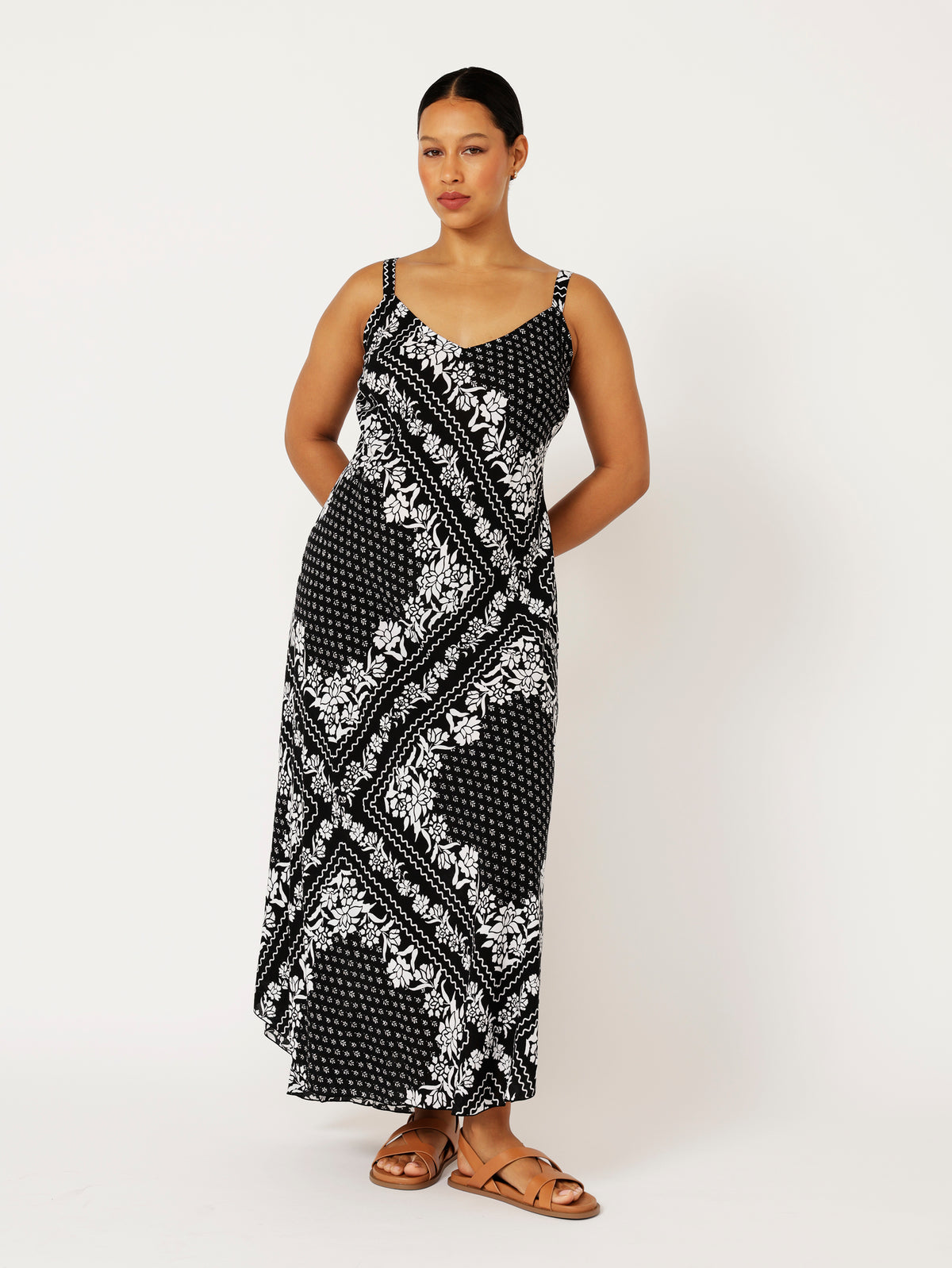 Slip Dress and Slip Dress Super Maxi | Bias Cut | Black and White Heritage Floral - Saffron Road