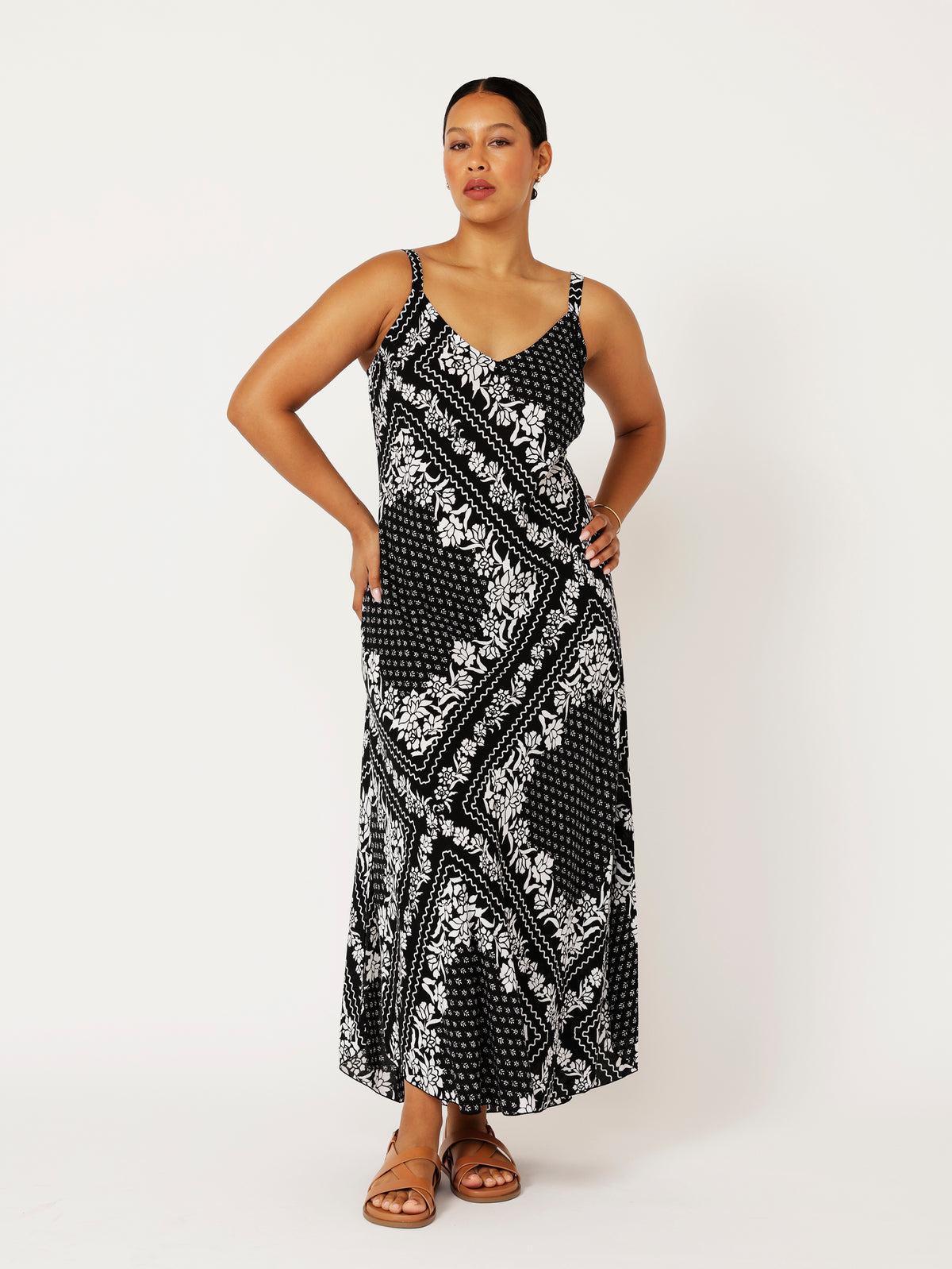 Slip Dress and Slip Dress Super Maxi | Bias Cut | Black and White Heritage Floral - Saffron Road