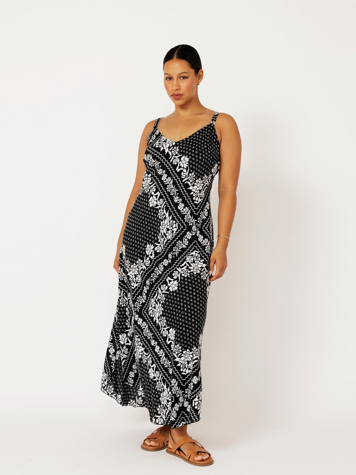 Slip Dress and Slip Dress Super Maxi | Bias Cut | Black and White Heritage Floral - Saffron Road