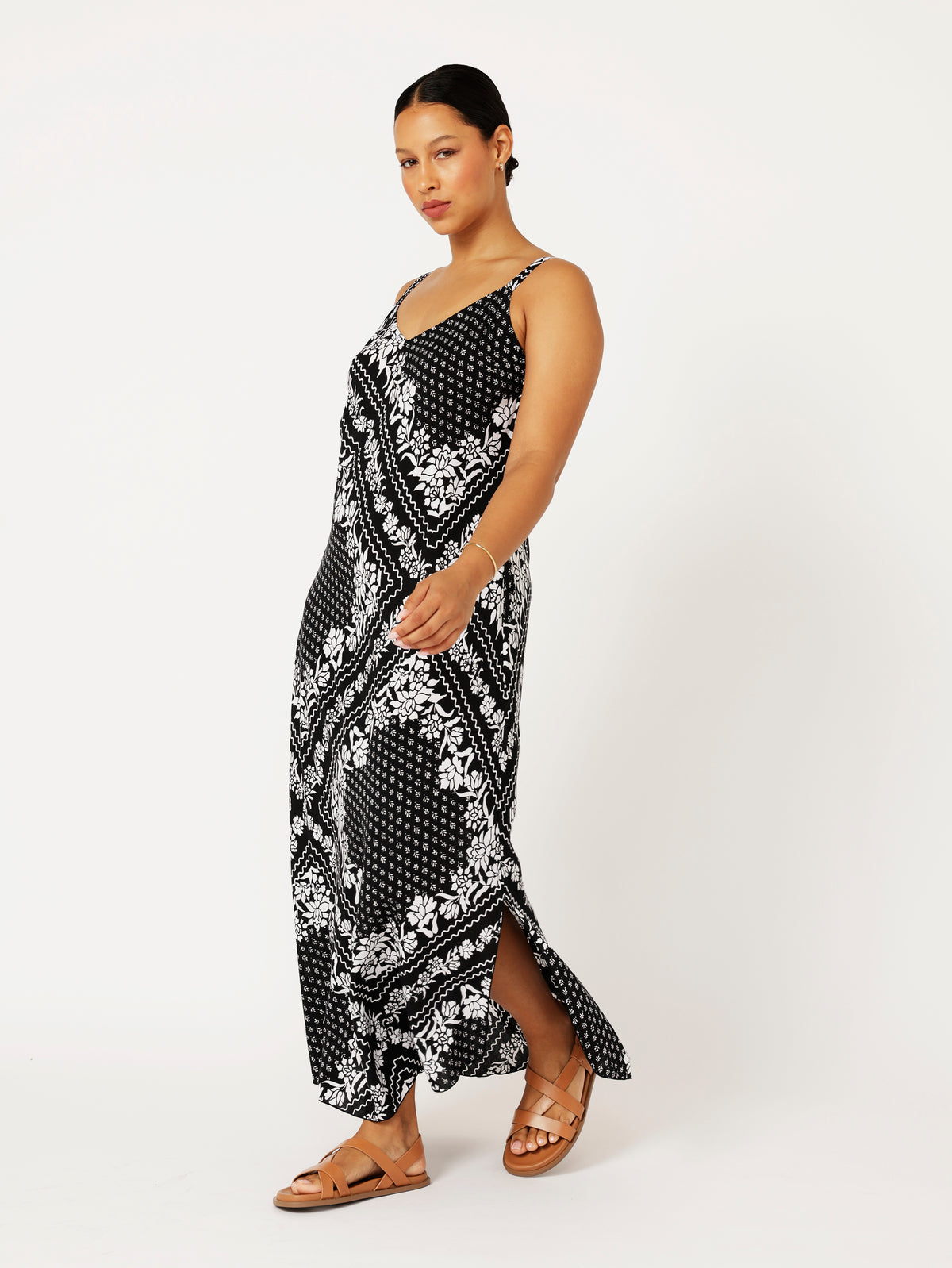 Slip Dress and Slip Dress Super Maxi | Bias Cut | Black and White Heritage Floral - Saffron Road