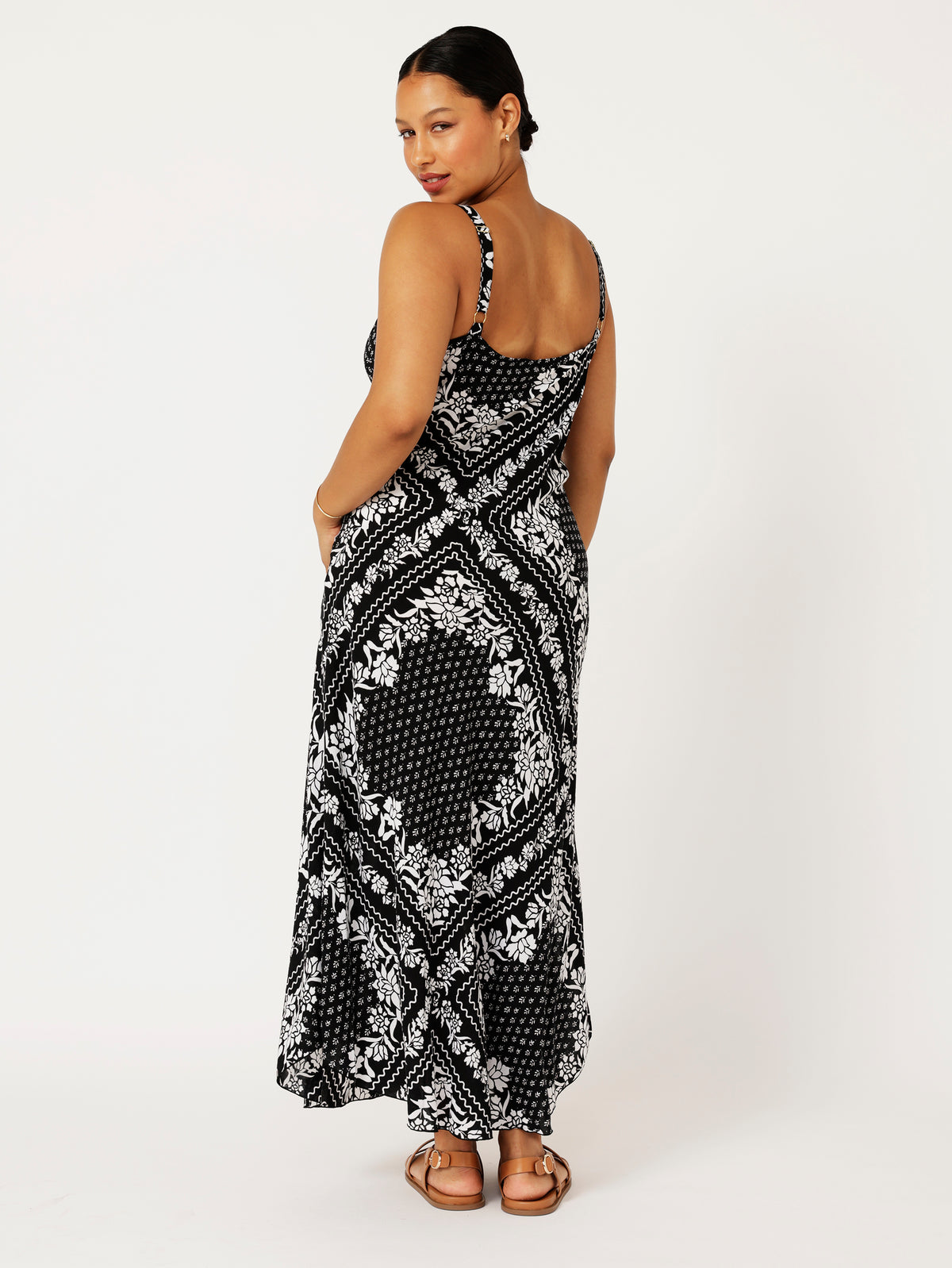 Slip Dress and Slip Dress Super Maxi | Bias Cut | Black and White Heritage Floral - Saffron Road