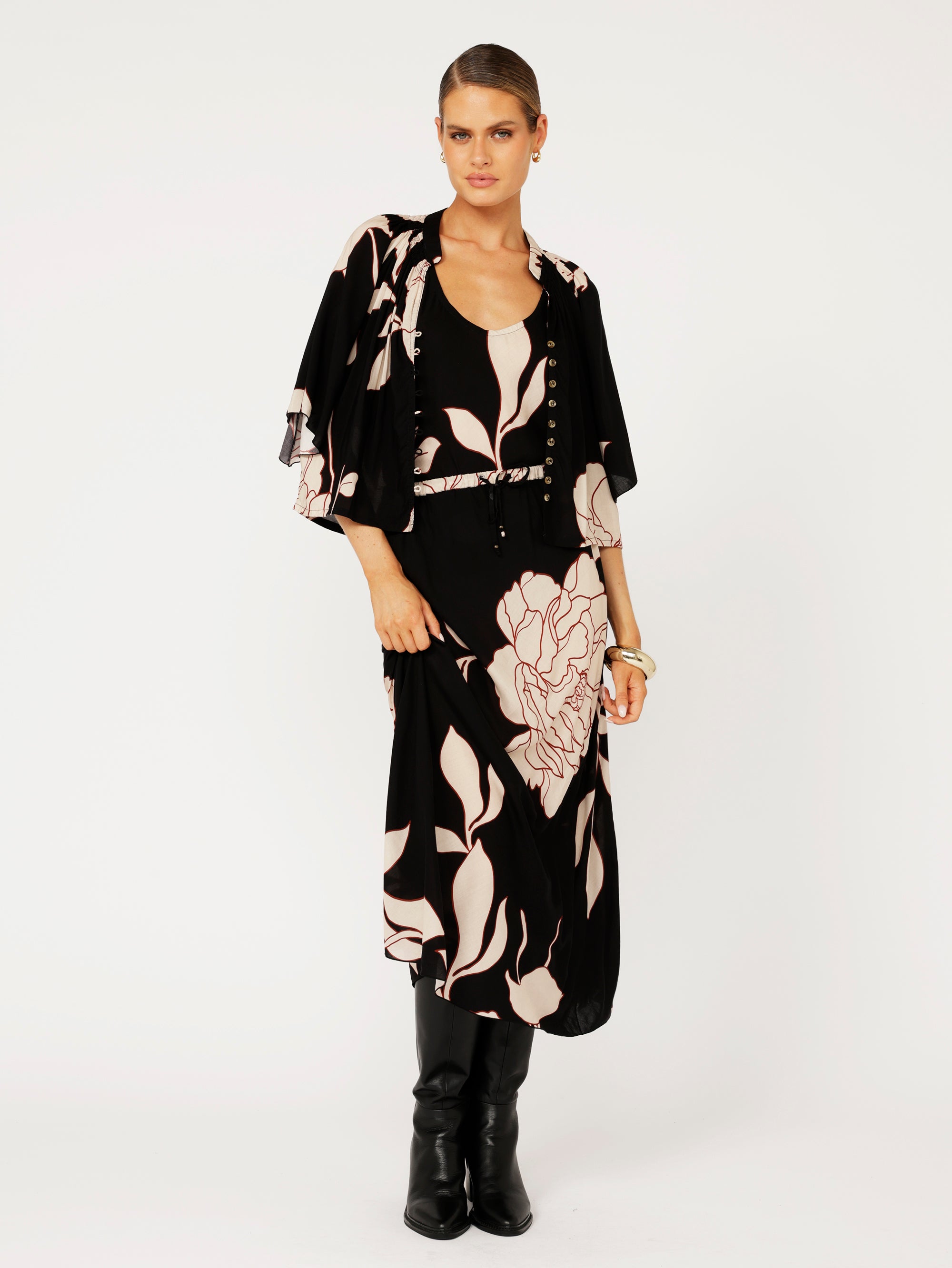 Phoebe Jacket | Midnight Botanica - Saffron Road