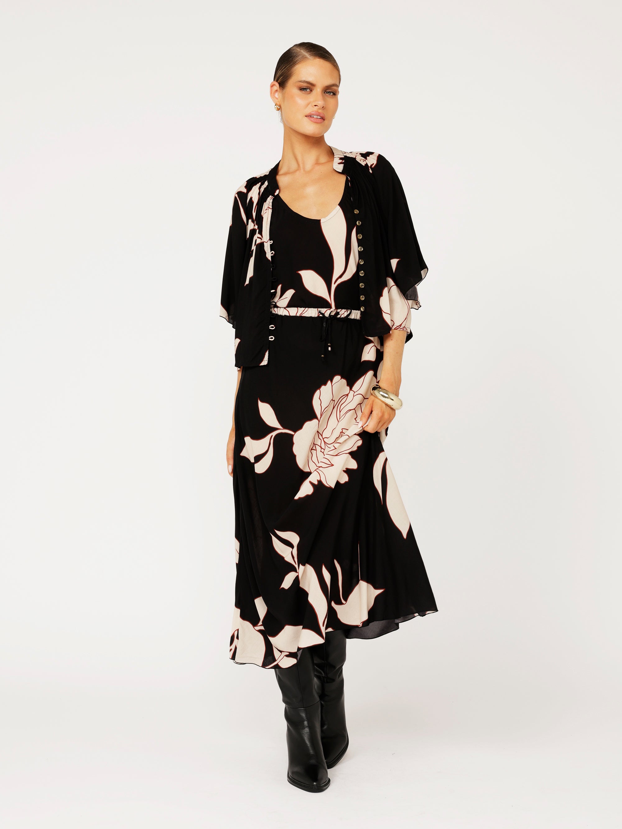 Phoebe Jacket | Midnight Botanica - Saffron Road