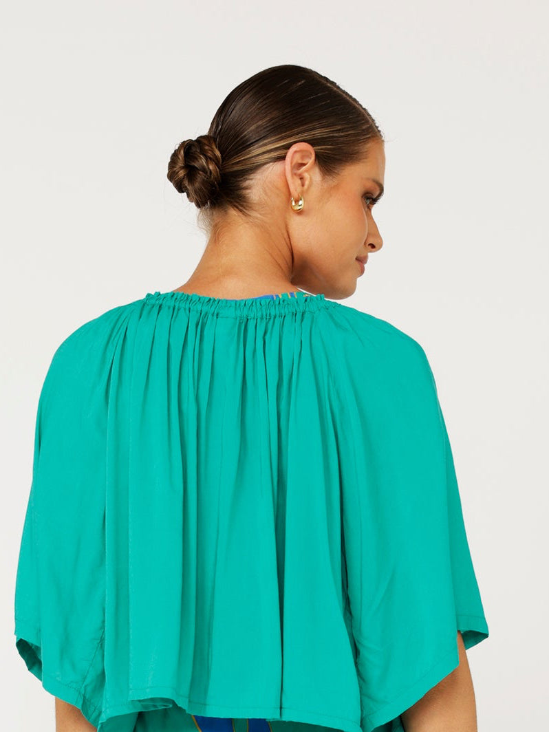 Festival Dreaming Top | Button Front  | Jade Green - Saffron Road