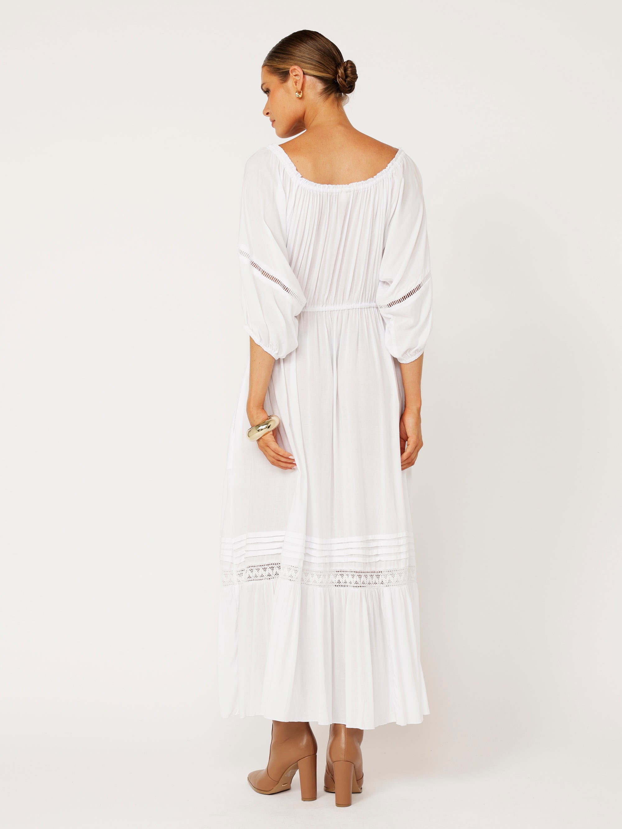 Paris Night Dress | White with Lace - Saffron Road