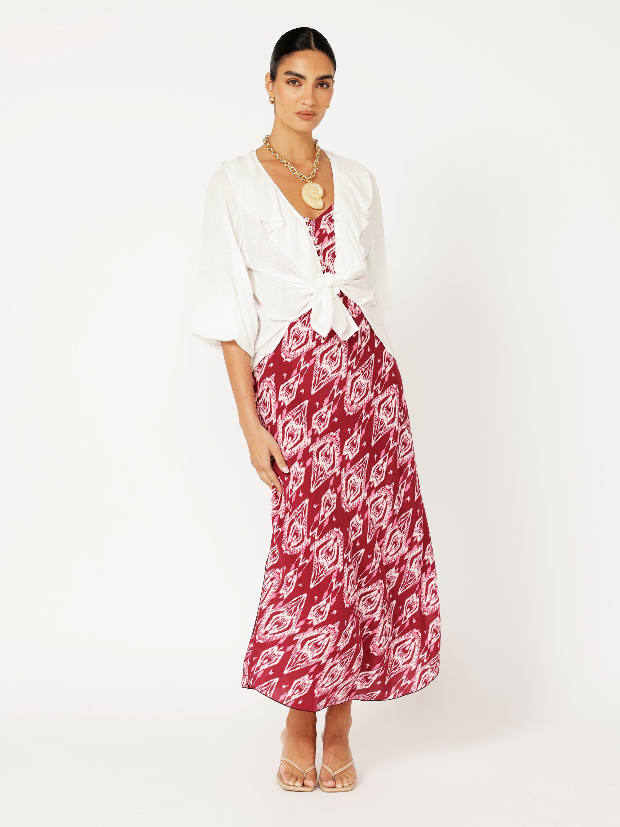 Slip Dress | Bias Cut | Magenta Ikat - Saffron Road