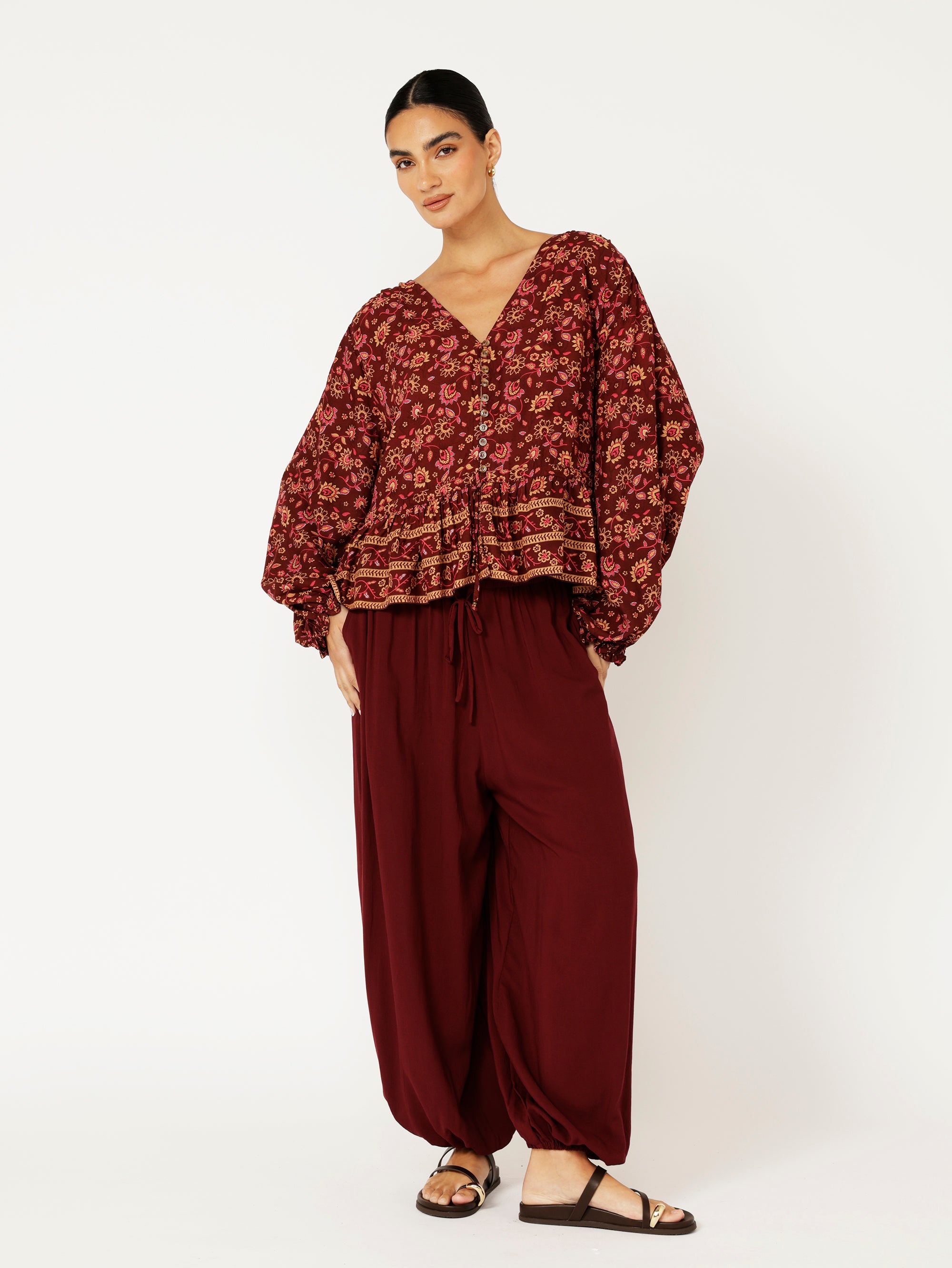 Balloon Pant | Bordeaux - Saffron Road