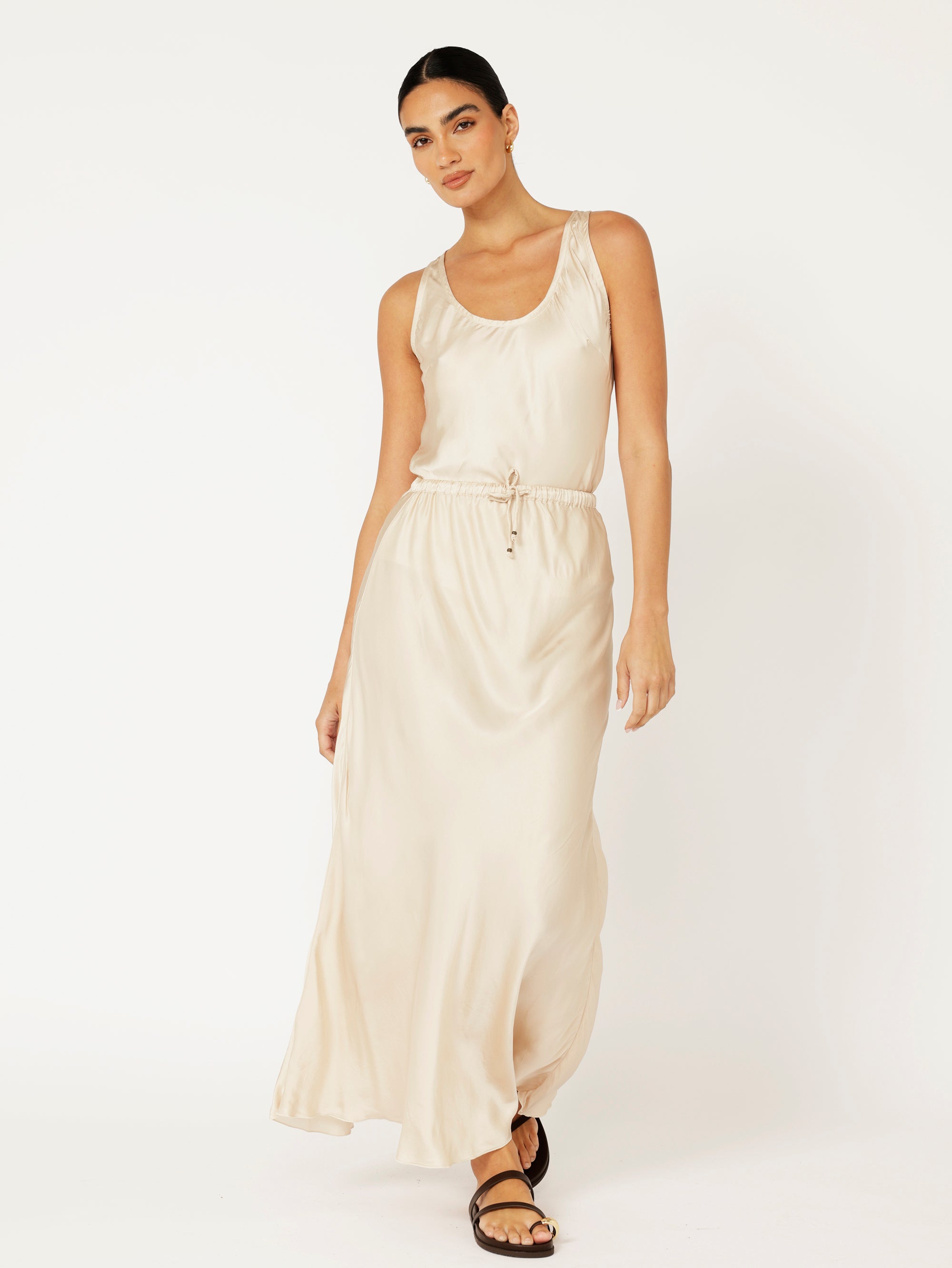 Violet Skirt | Satin Viscose | Oyster - Saffron Road