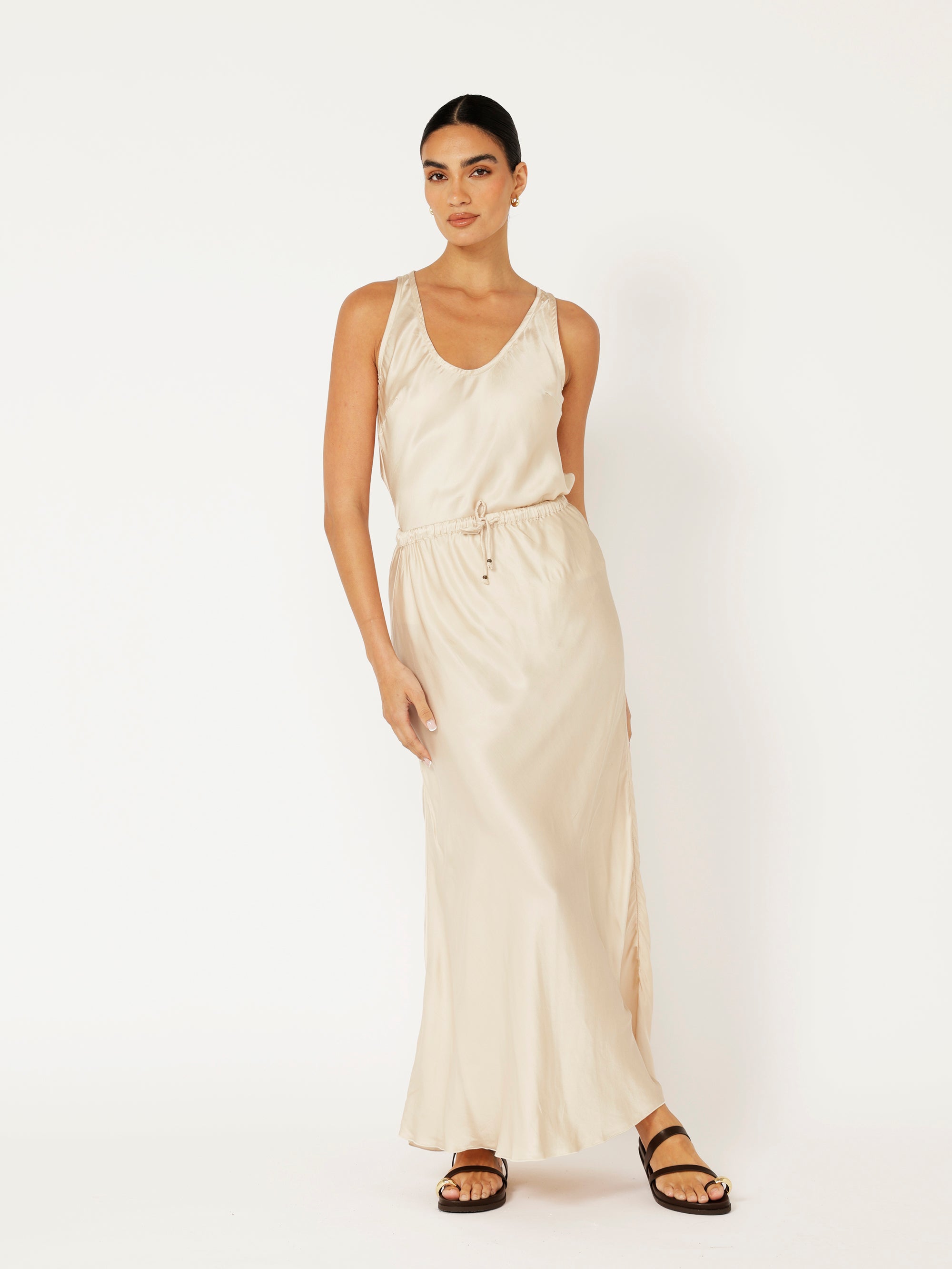 Violet Skirt | Satin Viscose | Oyster - Saffron Road