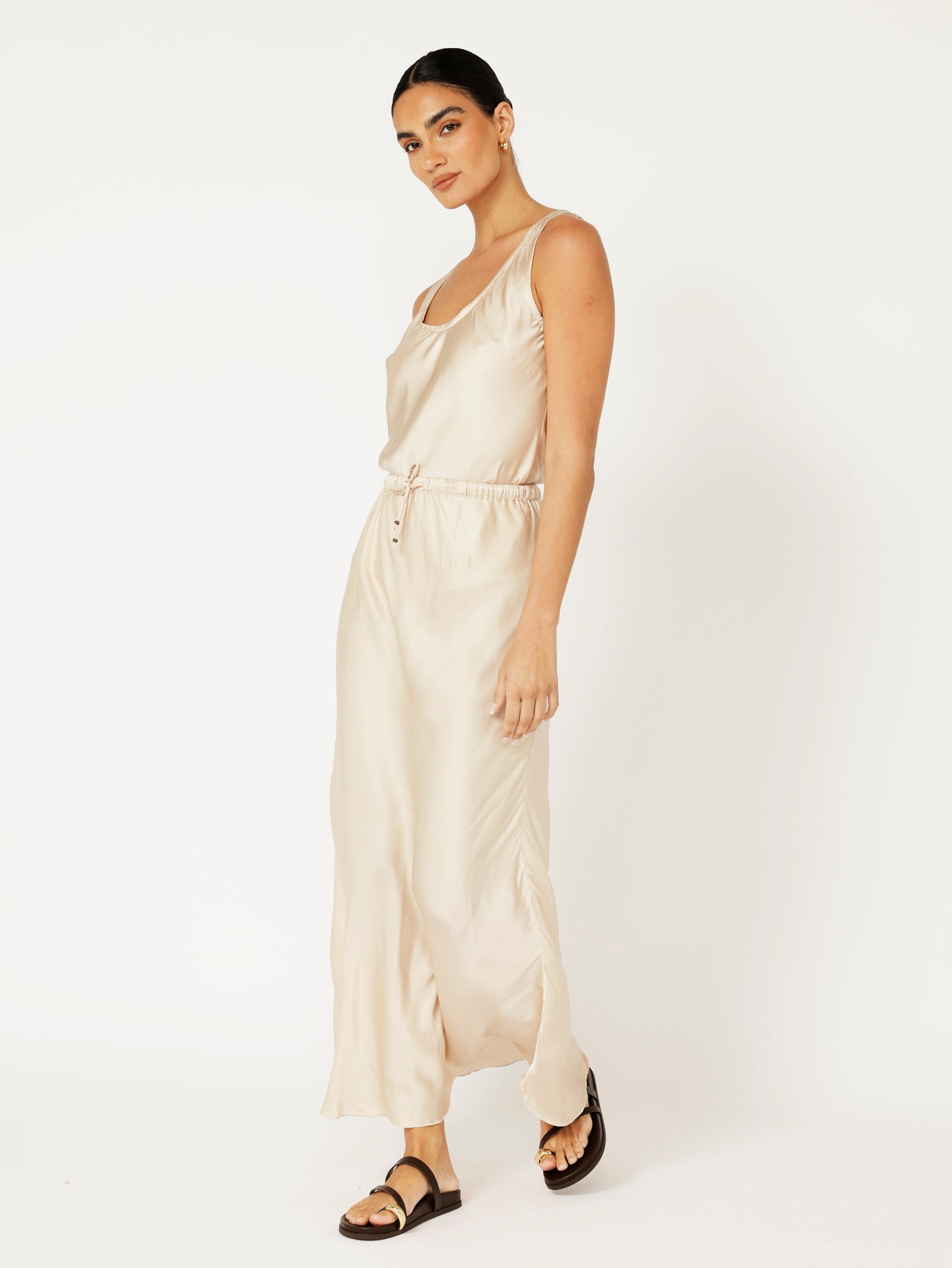 Violet Skirt | Satin Viscose | Oyster - Saffron Road