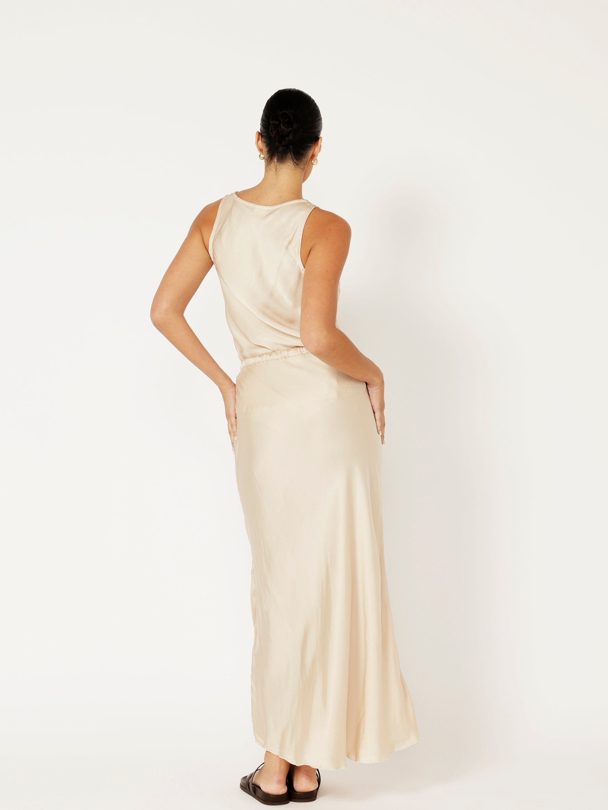 Violet Skirt | Satin Viscose | Oyster - Saffron Road