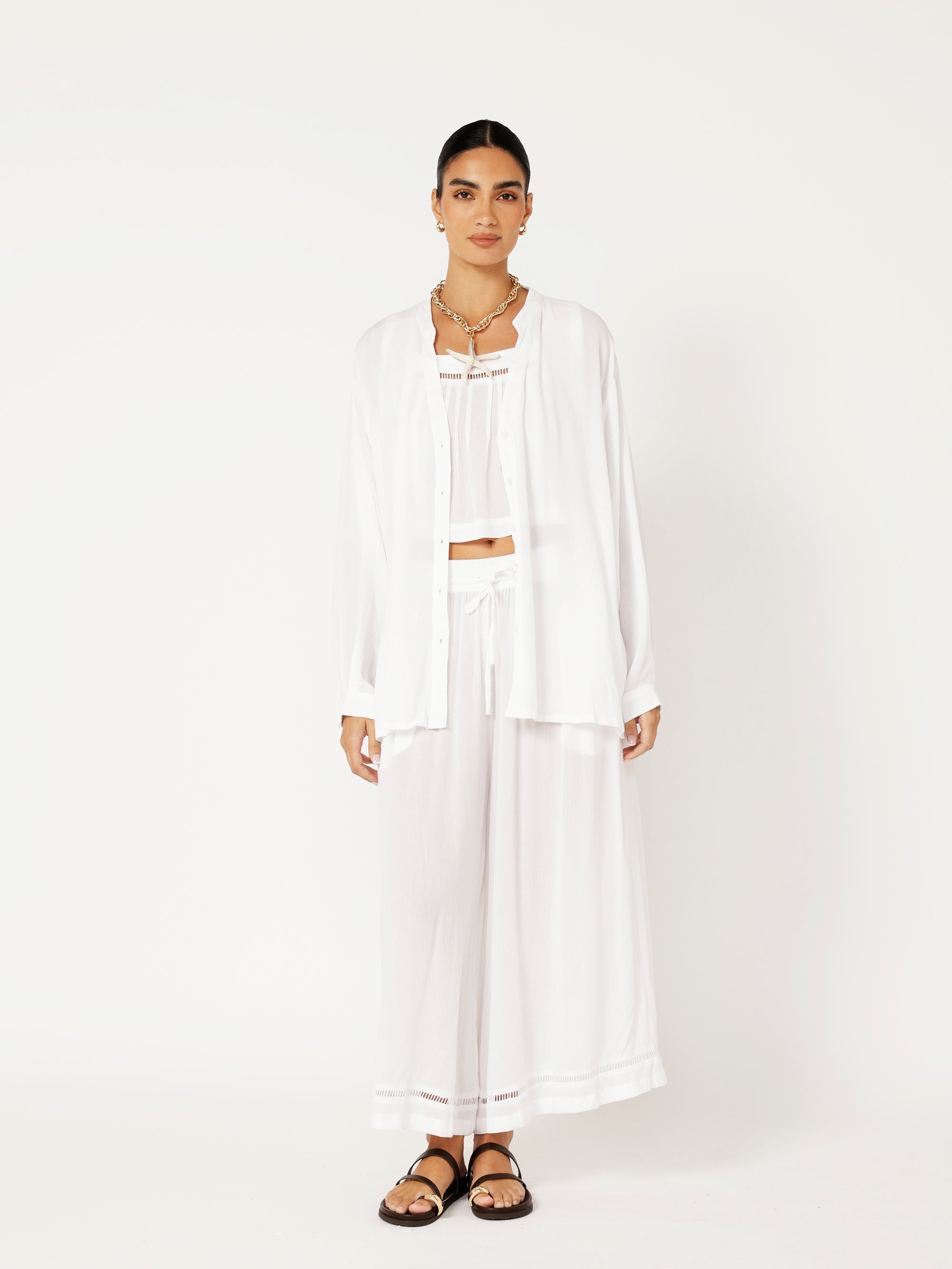 Manhattan Shirt | White Crinkle - Saffron Road