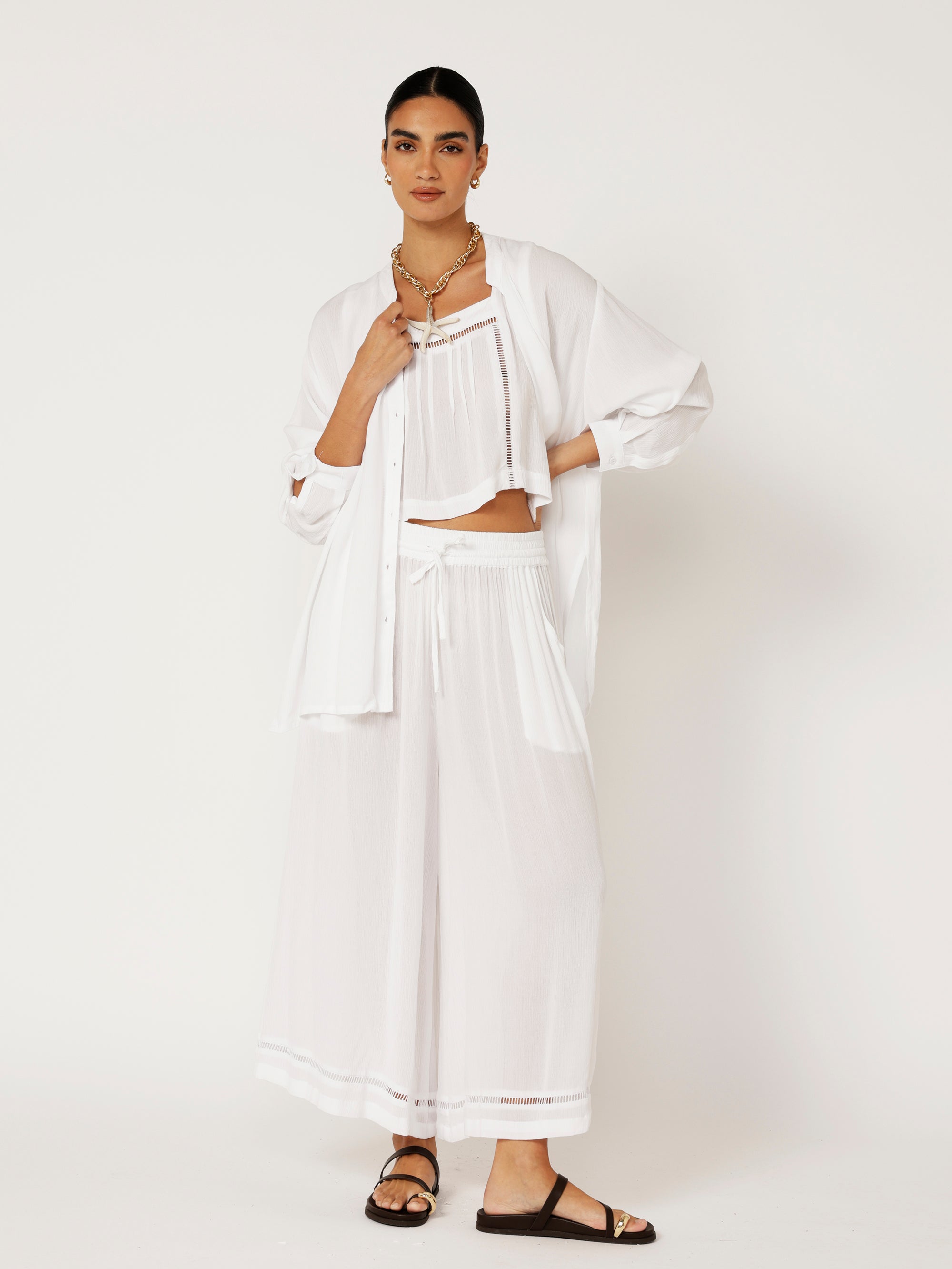 Manhattan Shirt | White Crinkle - Saffron Road