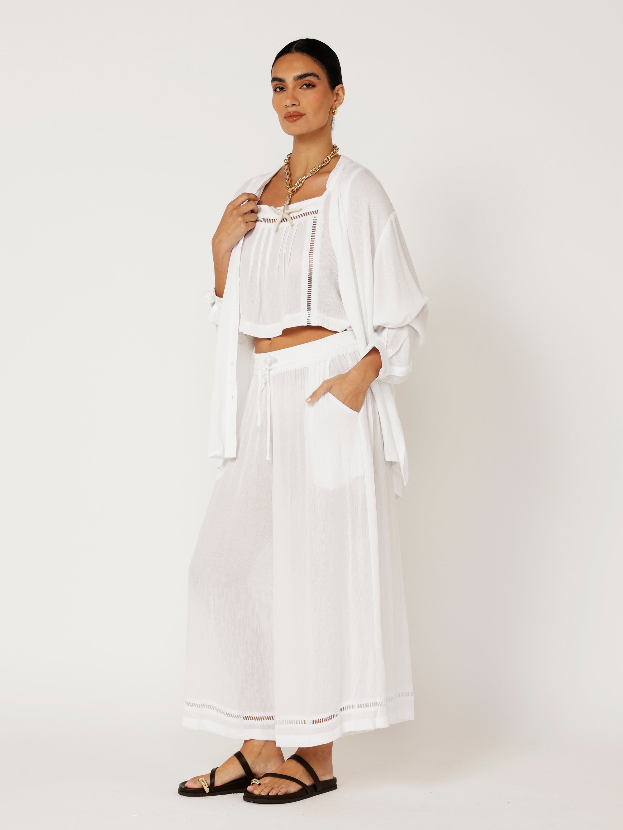 Manhattan Shirt | White Crinkle - Saffron Road