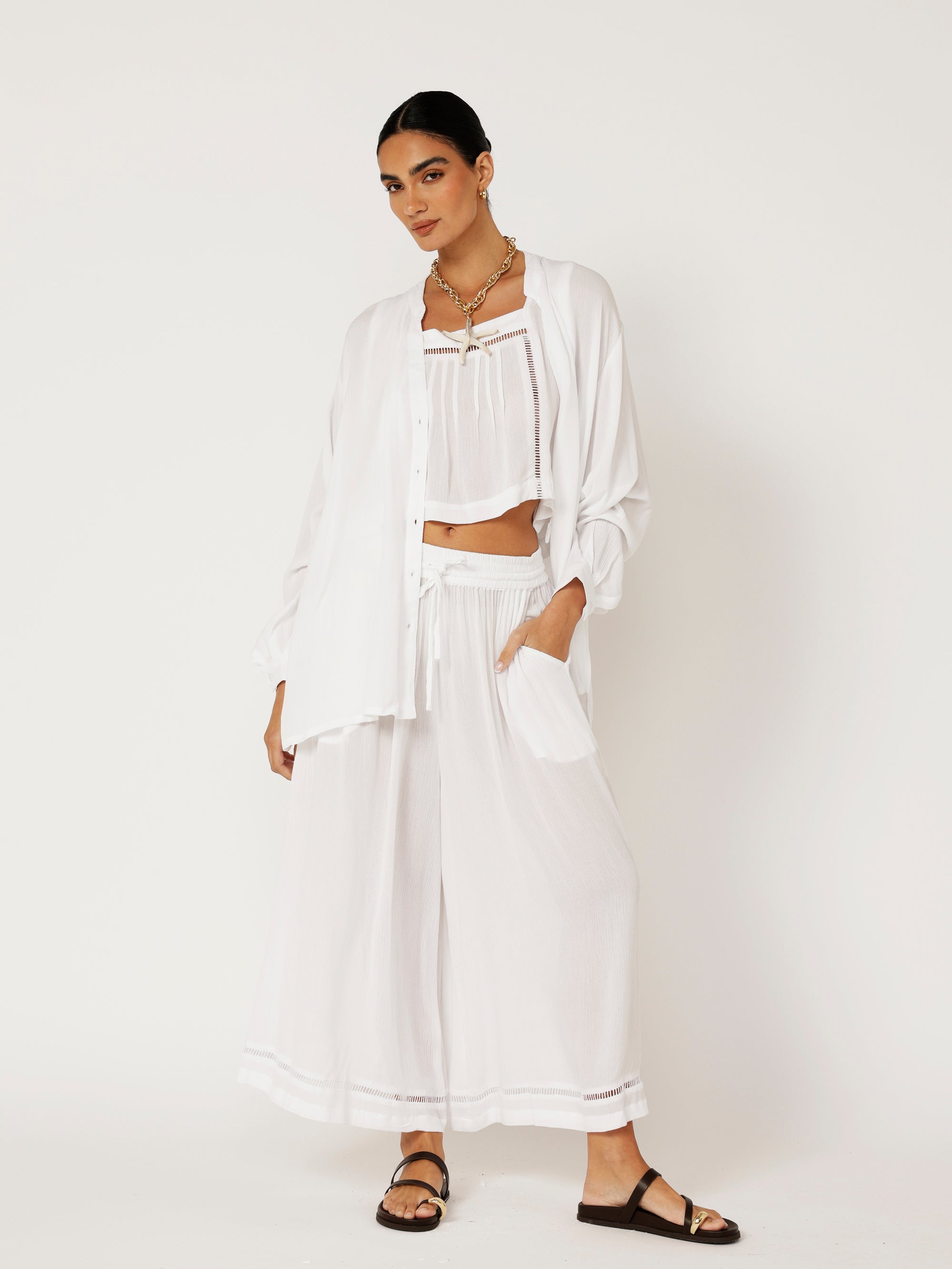 Manhattan Shirt | White Crinkle - Saffron Road