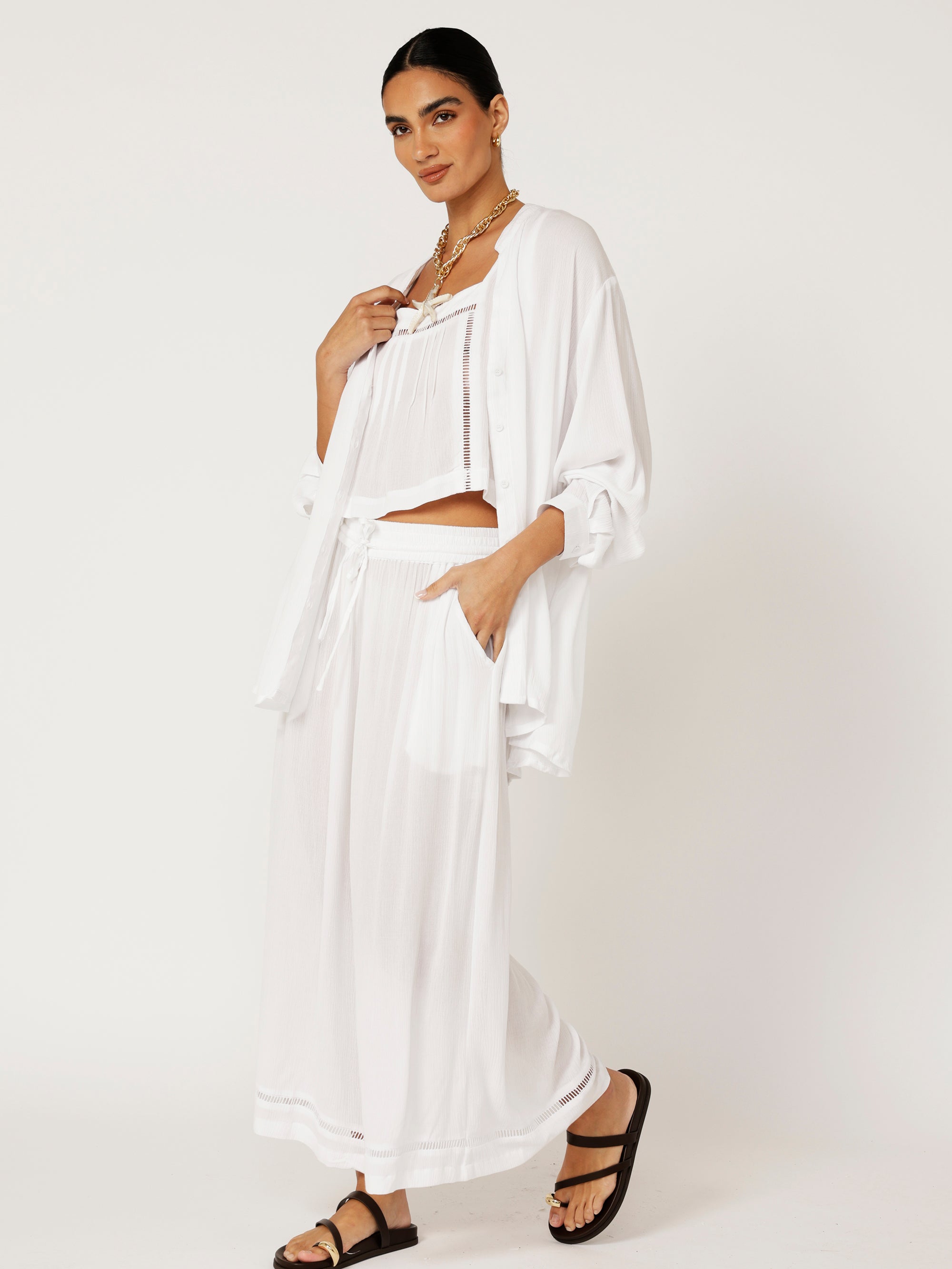 Manhattan Shirt | White Crinkle - Saffron Road