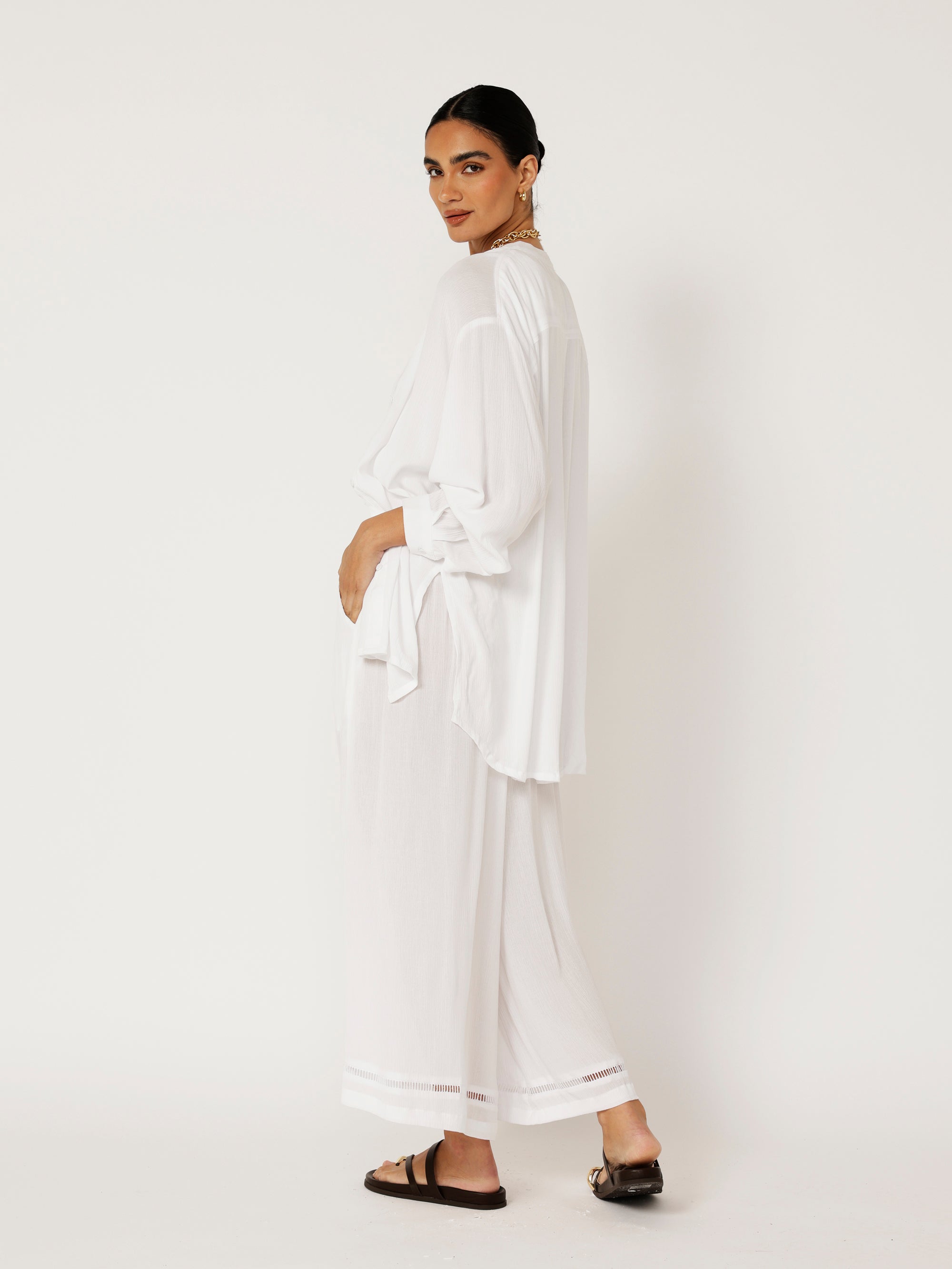 Manhattan Shirt | White Crinkle - Saffron Road