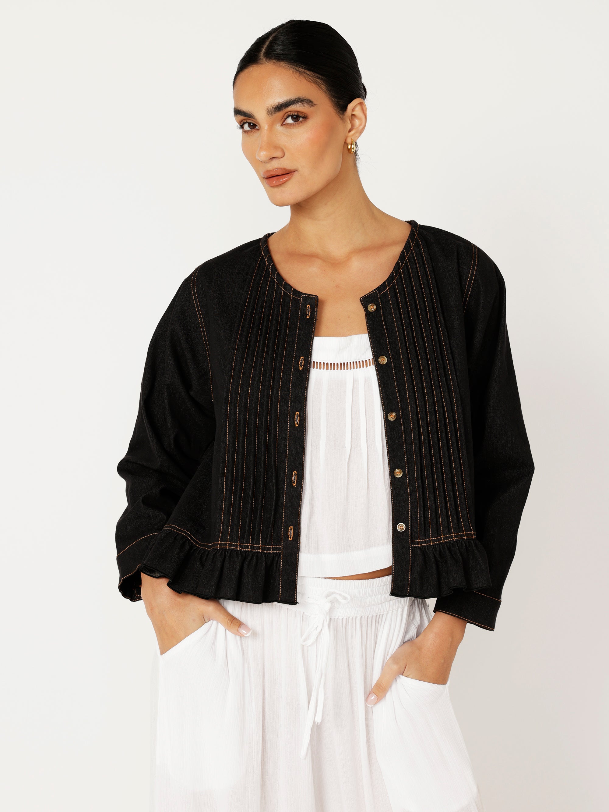 Lily Rose Jacket | Black Denim - Saffron Road