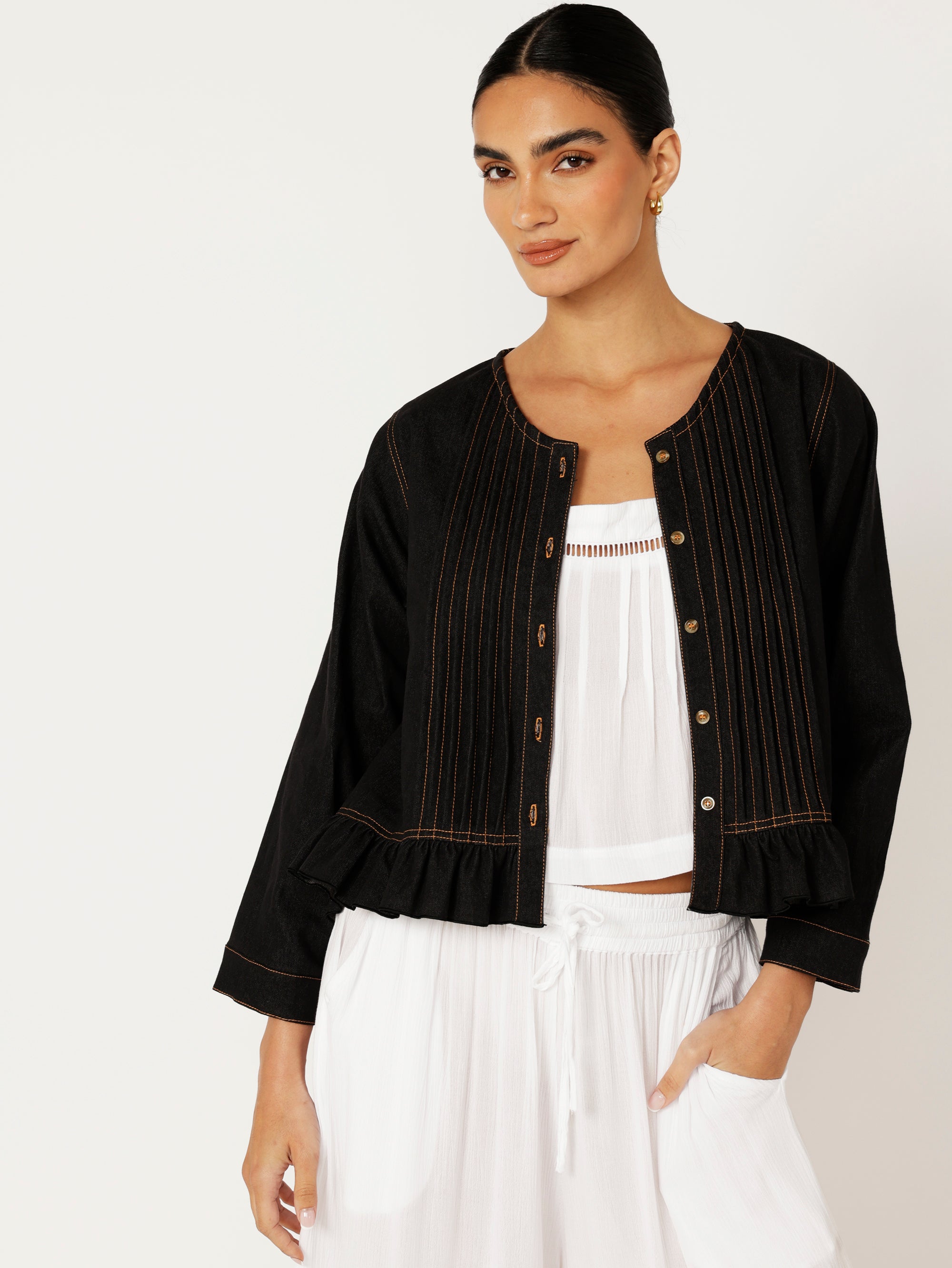 Lily Rose Jacket | Black Denim - Saffron Road