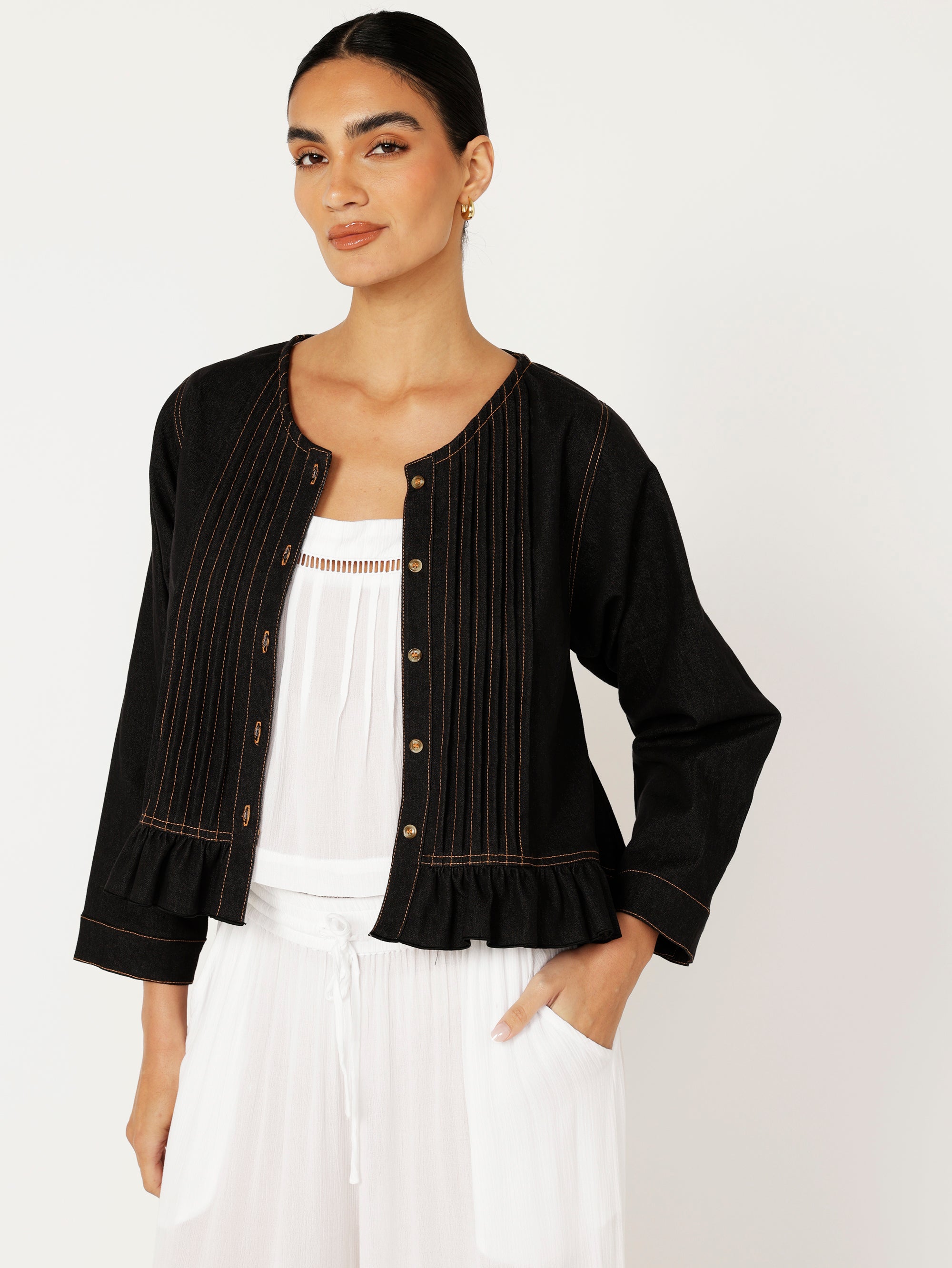Lily Rose Jacket | Black Denim - Saffron Road