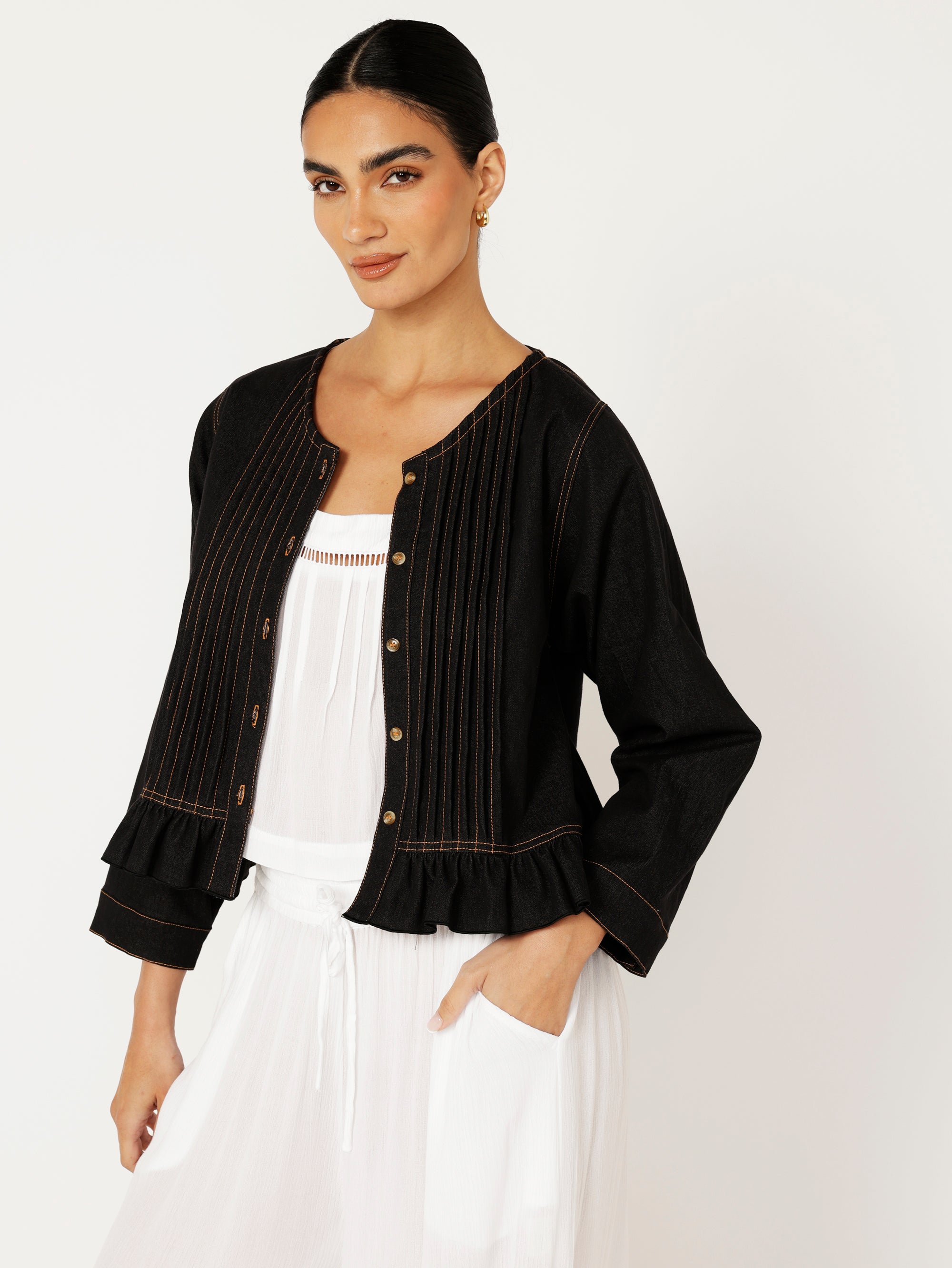 Lily Rose Jacket | Black Denim - Saffron Road