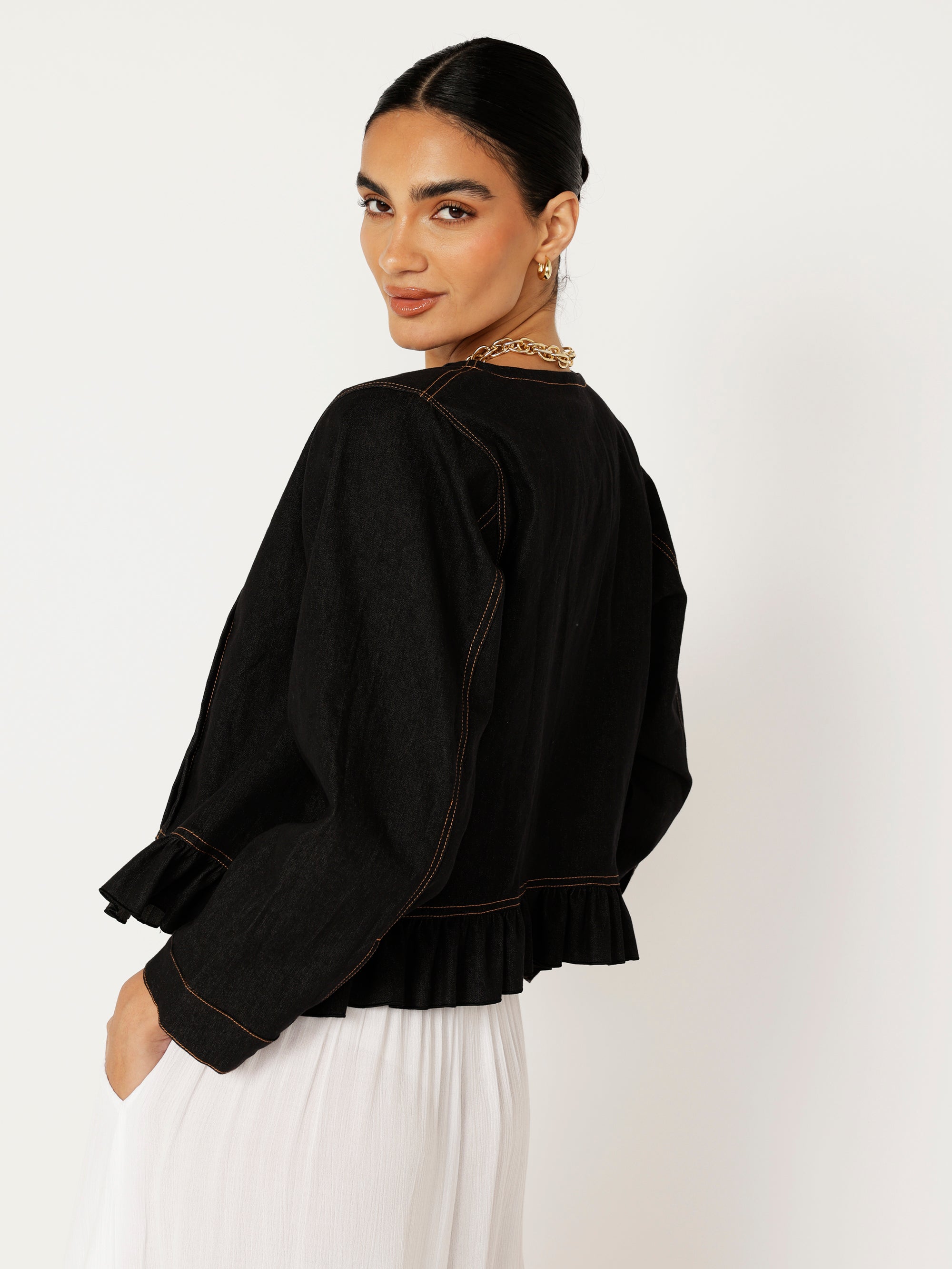 Lily Rose Jacket | Black Denim - Saffron Road