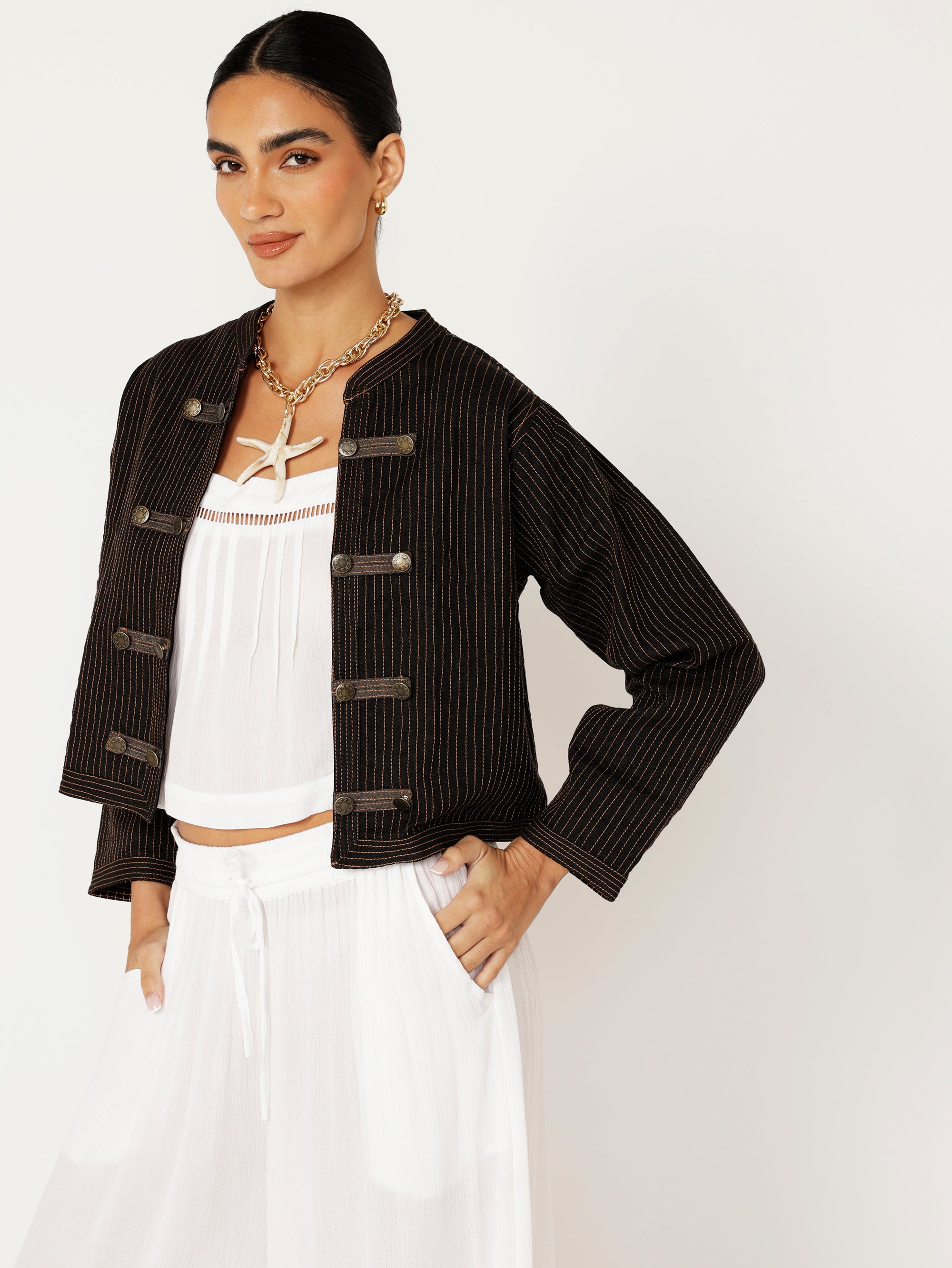 The Hendrix Jacket | Black Denim - Saffron Road
