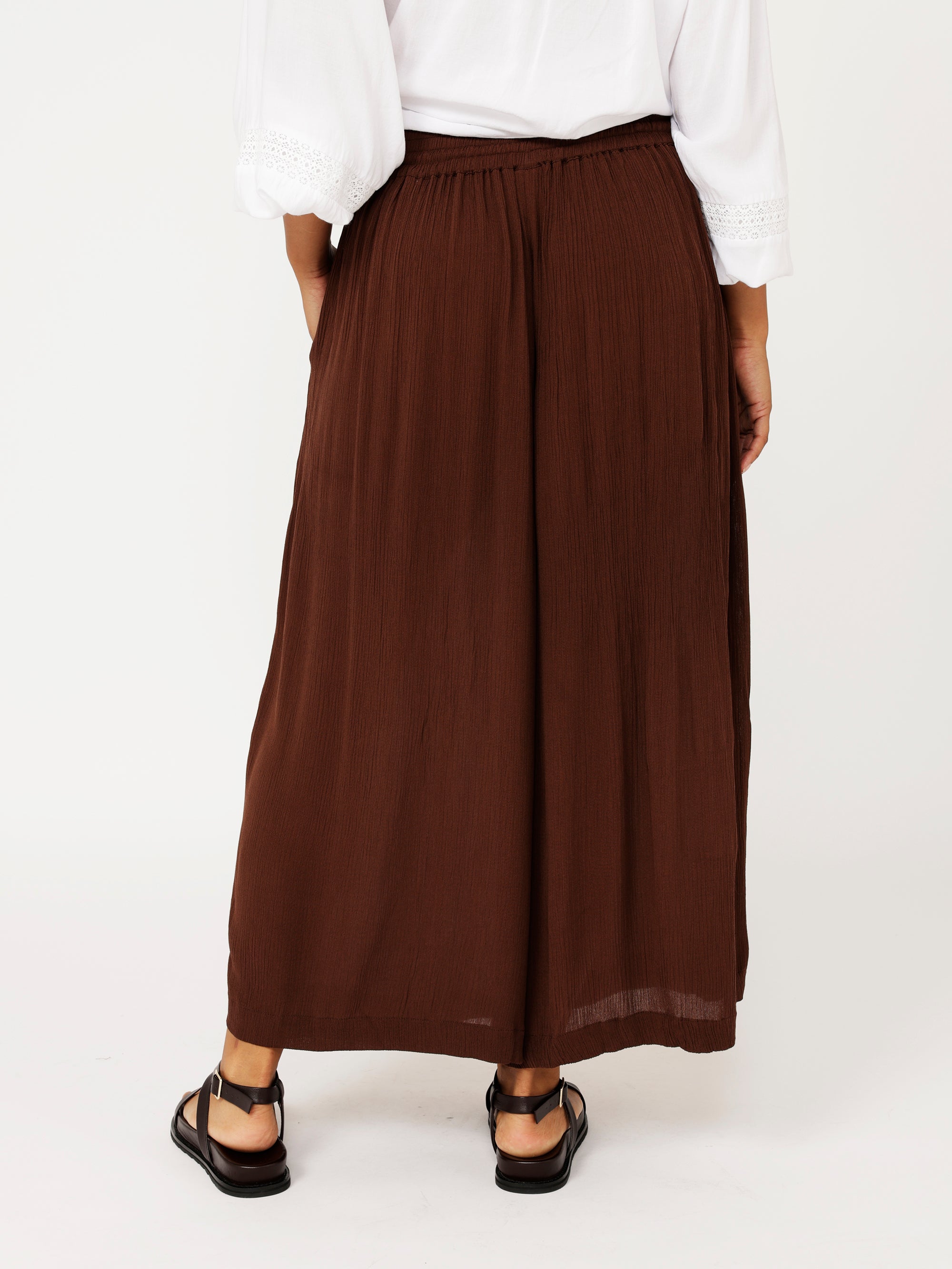 Palazzo Pant Crop | Cacao Crinkle - Saffron Road