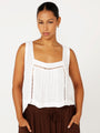 Lotus Tank with Lace | White Crinkle - Saffron Road