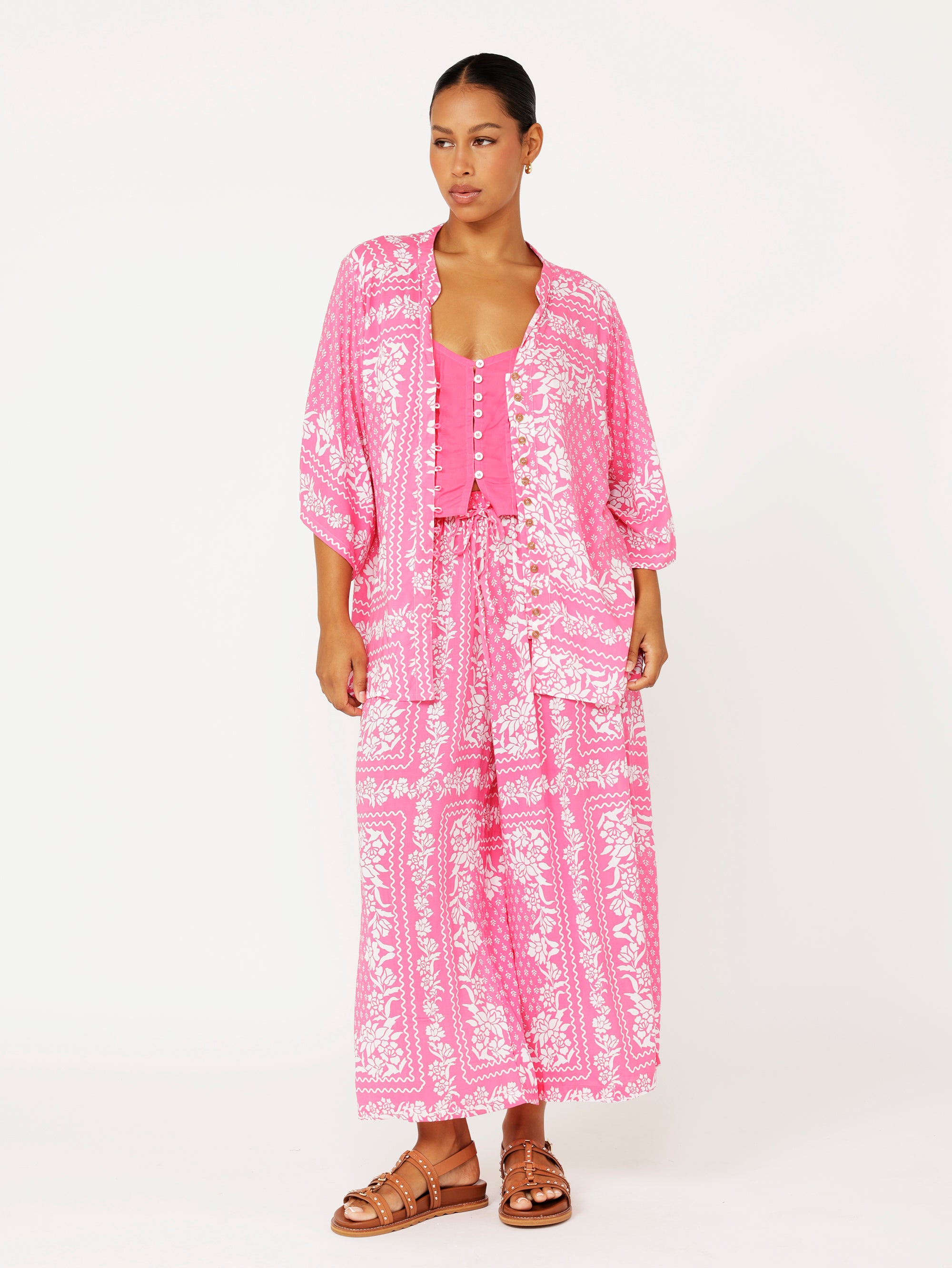 Amber Blouse 3/4 Sleeve | Pink Paradise - Saffron Road