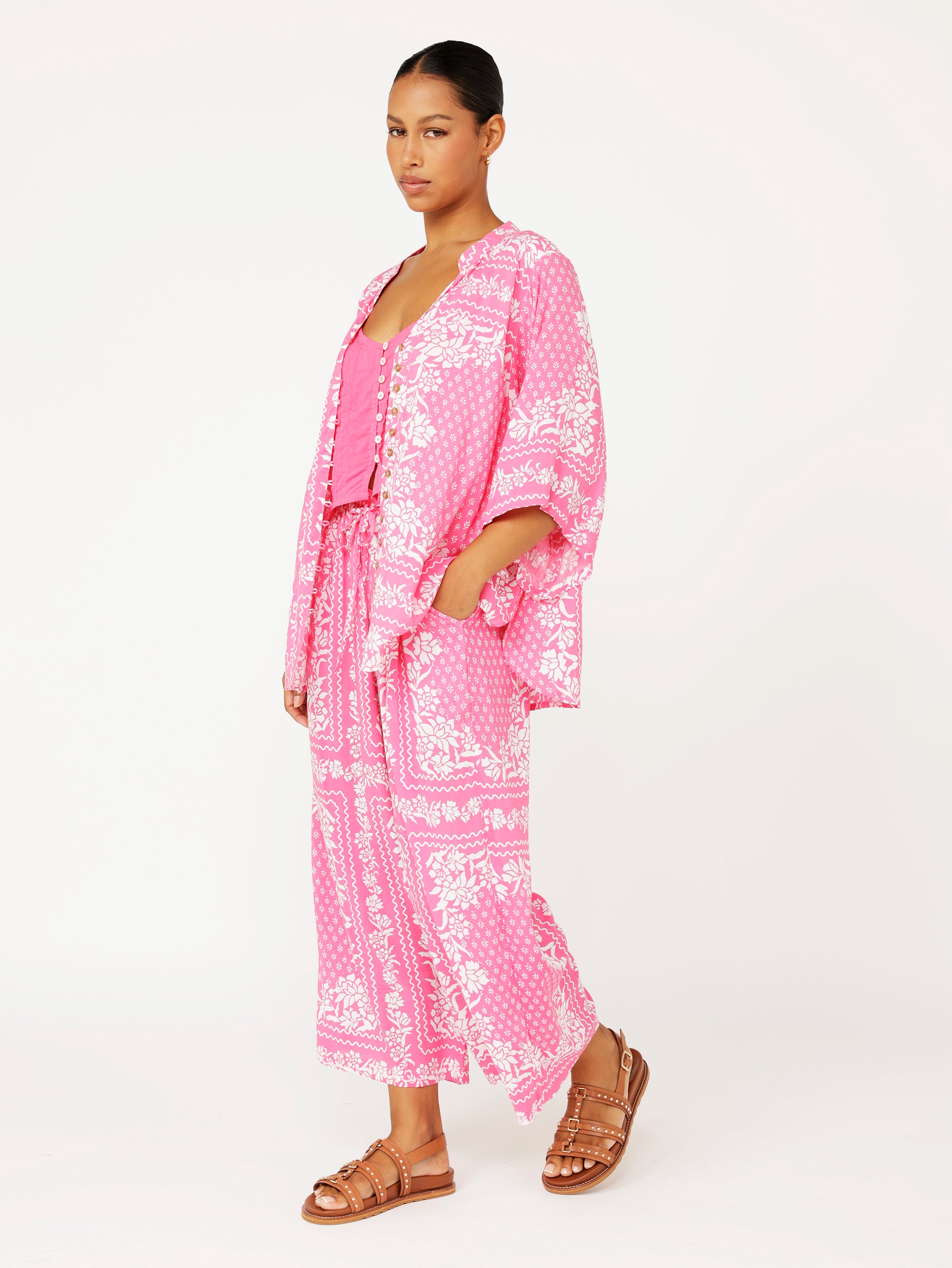 Amber Blouse 3/4 Sleeve | Pink Paradise - Saffron Road