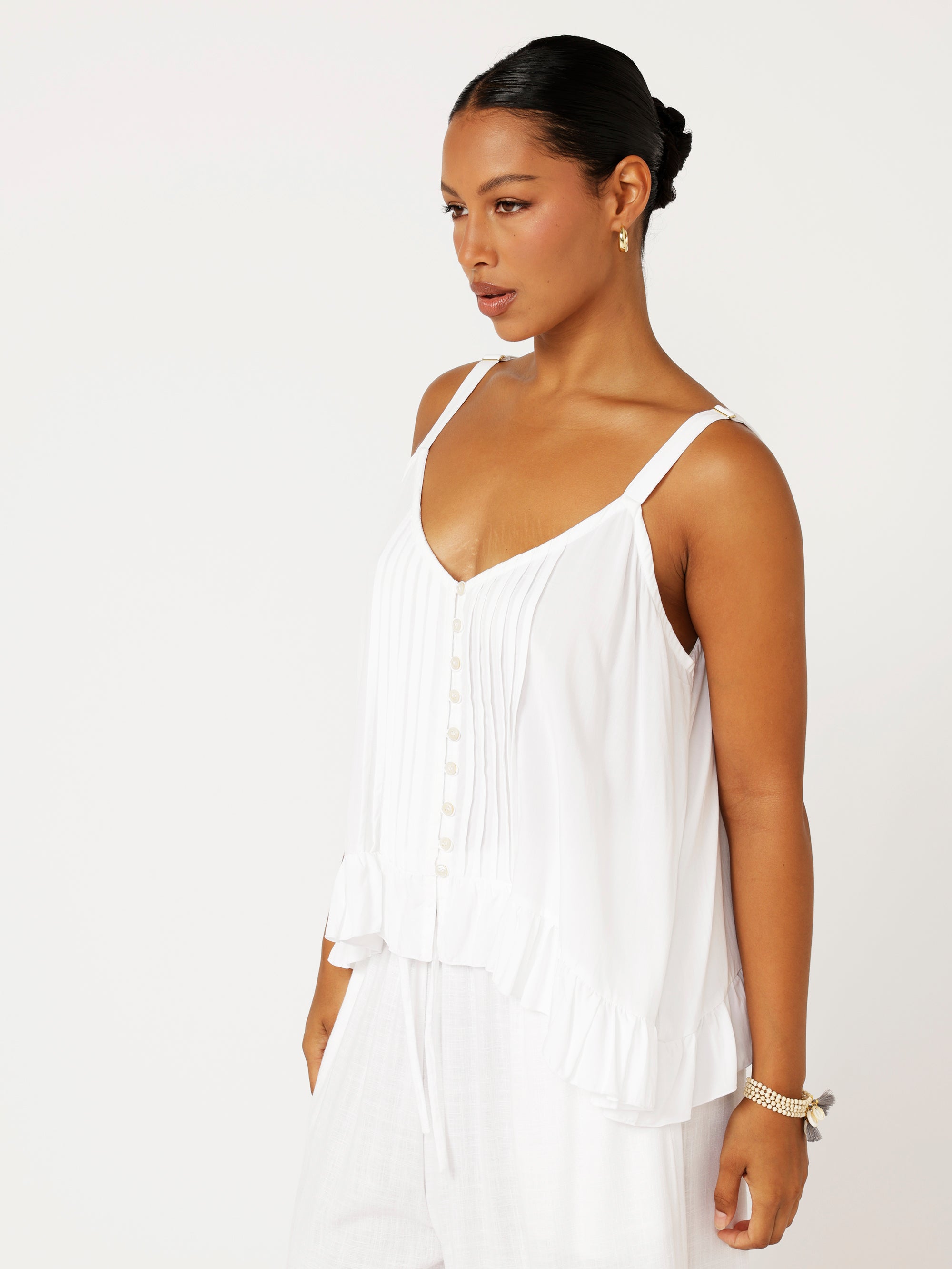 Lily Rose Cropped Singlet | White - Saffron Road