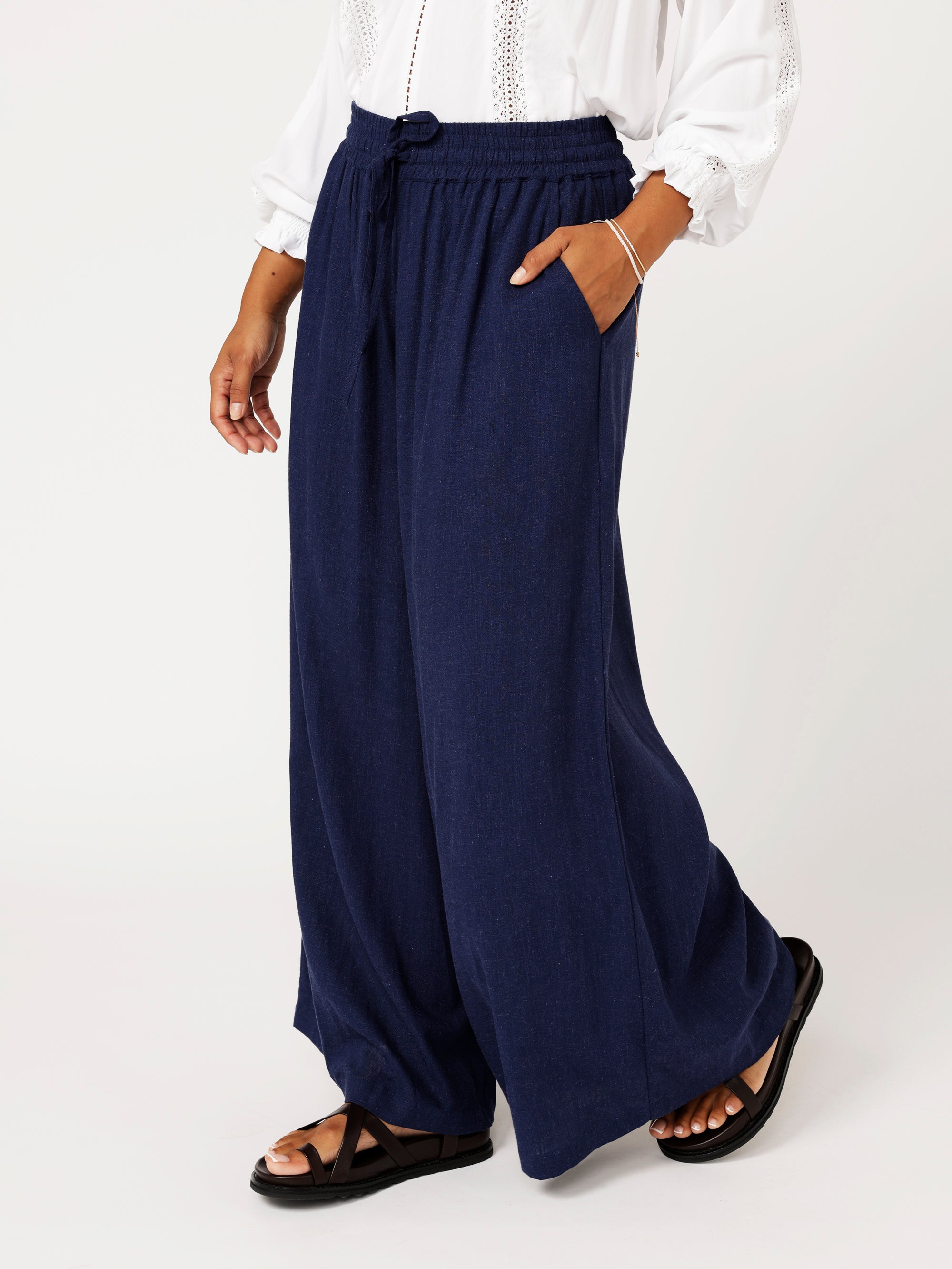 Palazzo Pant | Navy | Linen Viscose