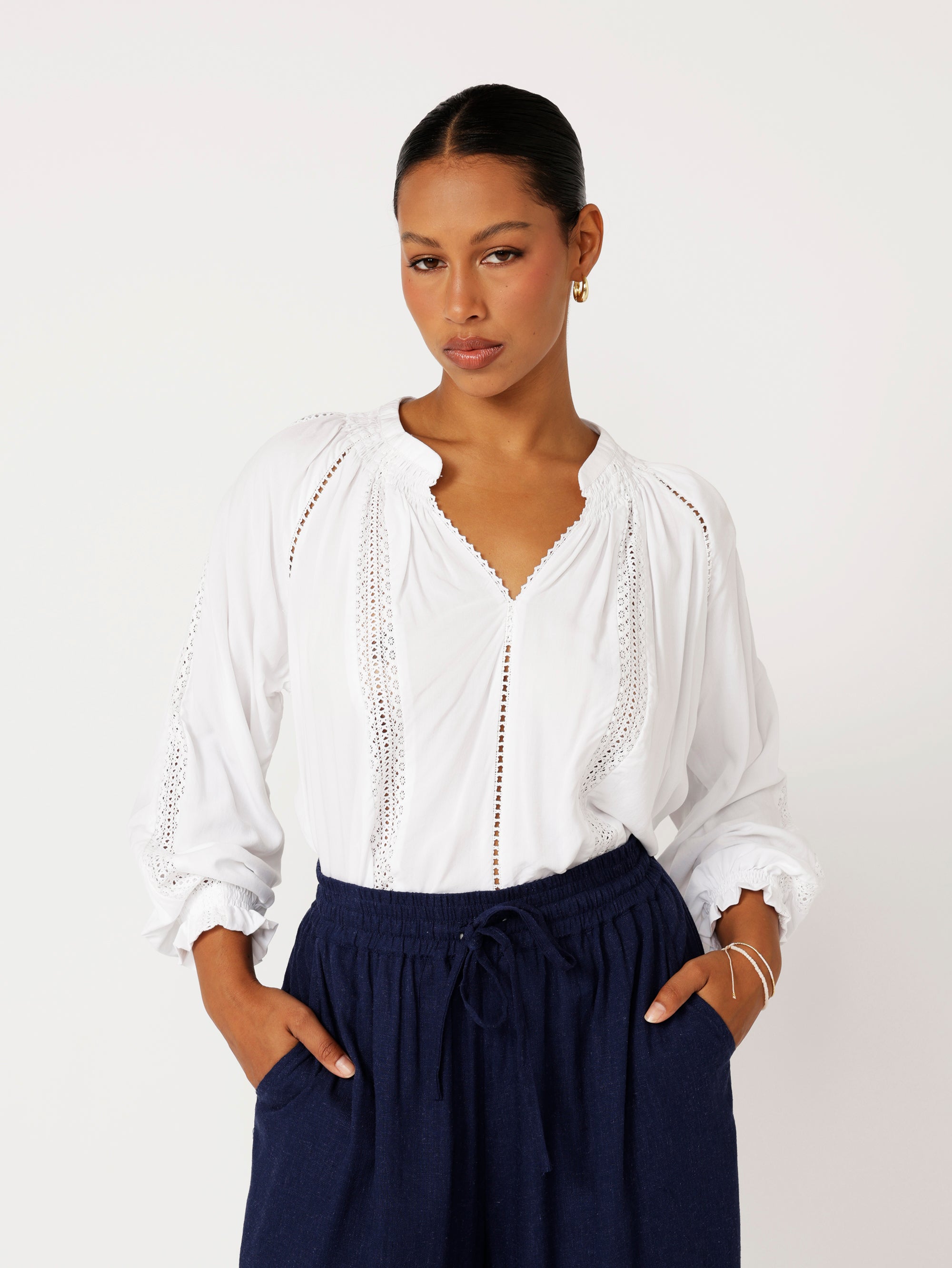 Phoebe Blouse | White - Saffron Road