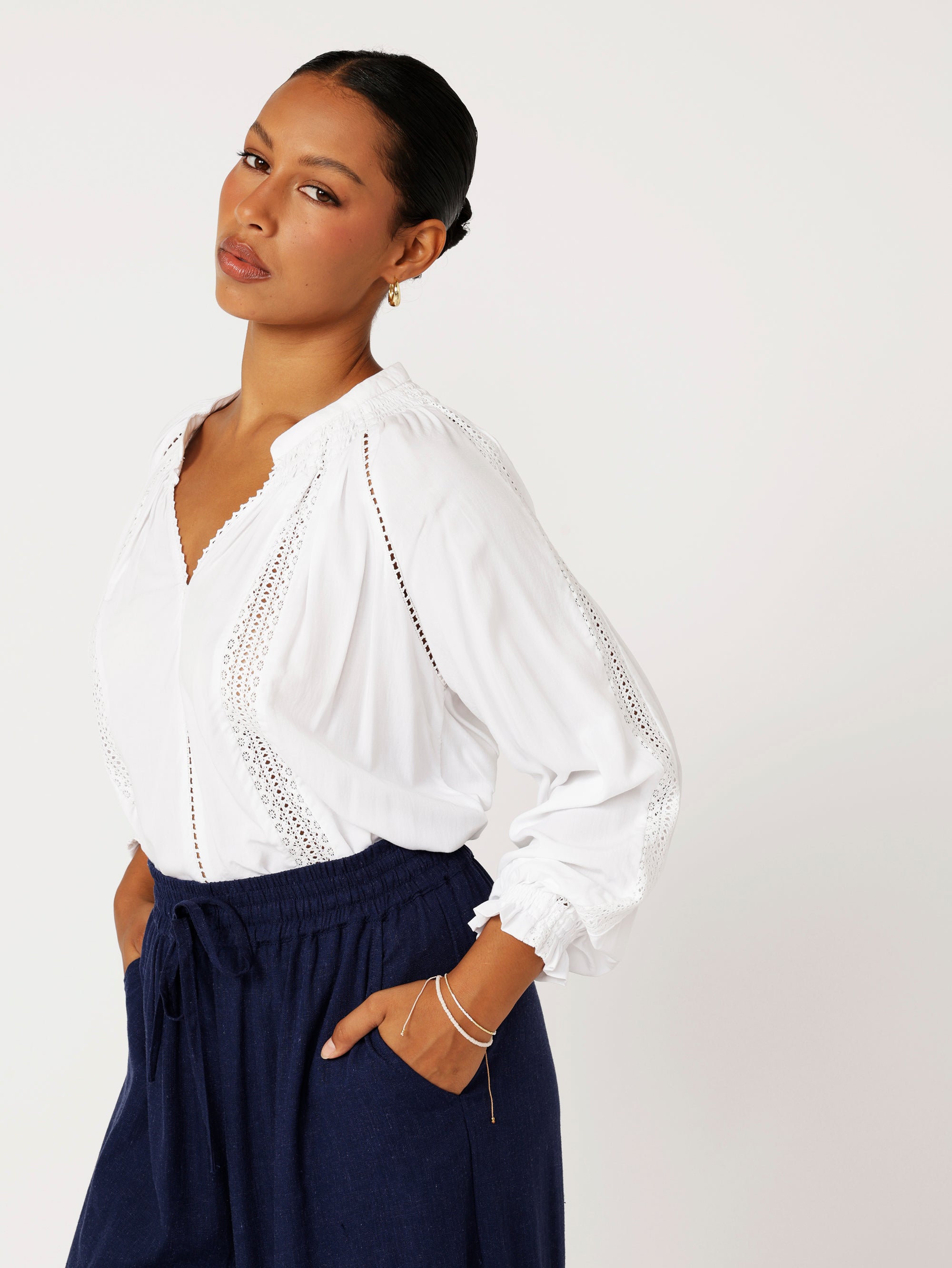 Phoebe Blouse | White - Saffron Road