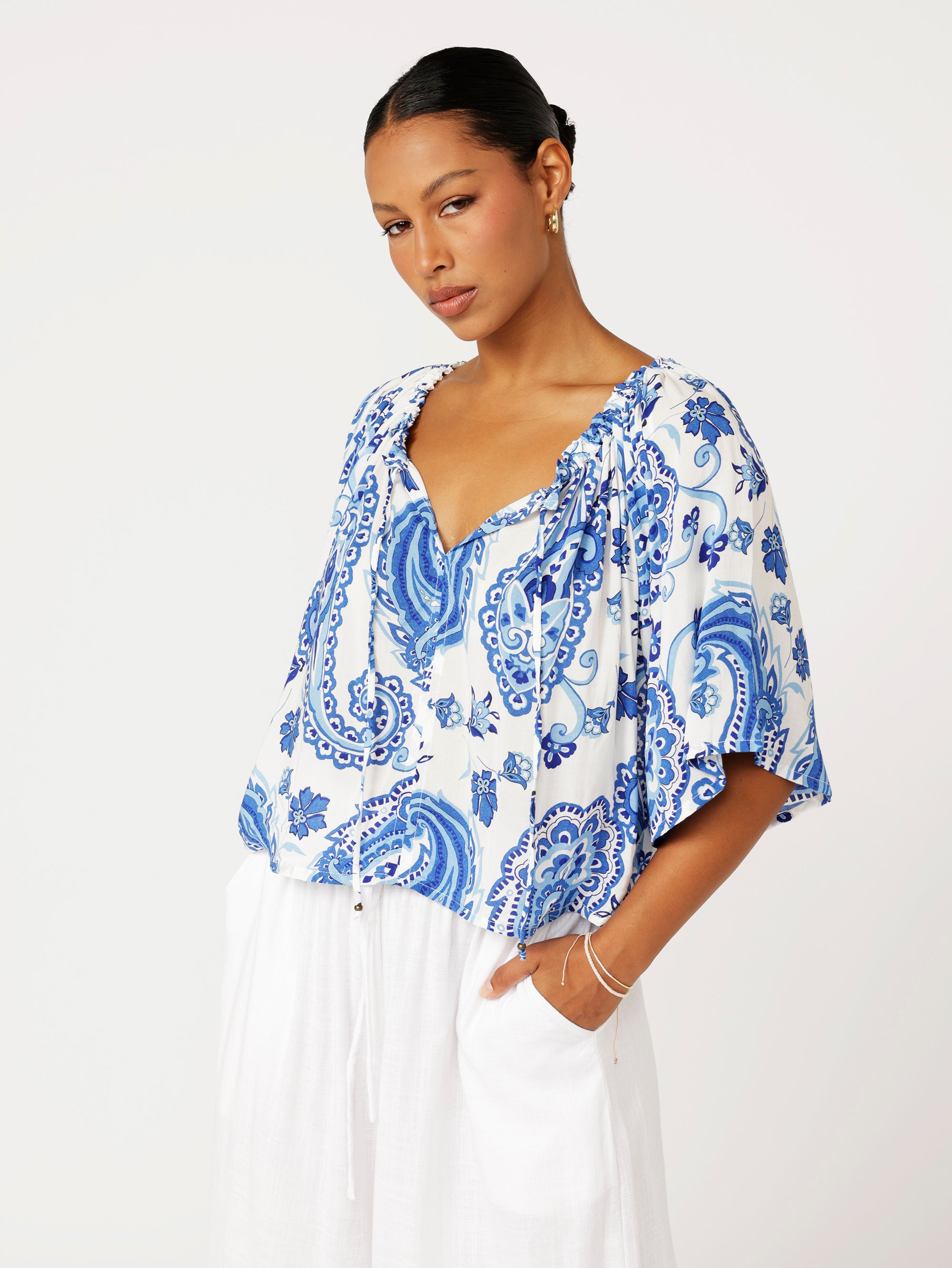 Festival Dreaming Top | Blue Paisley - Saffron Road