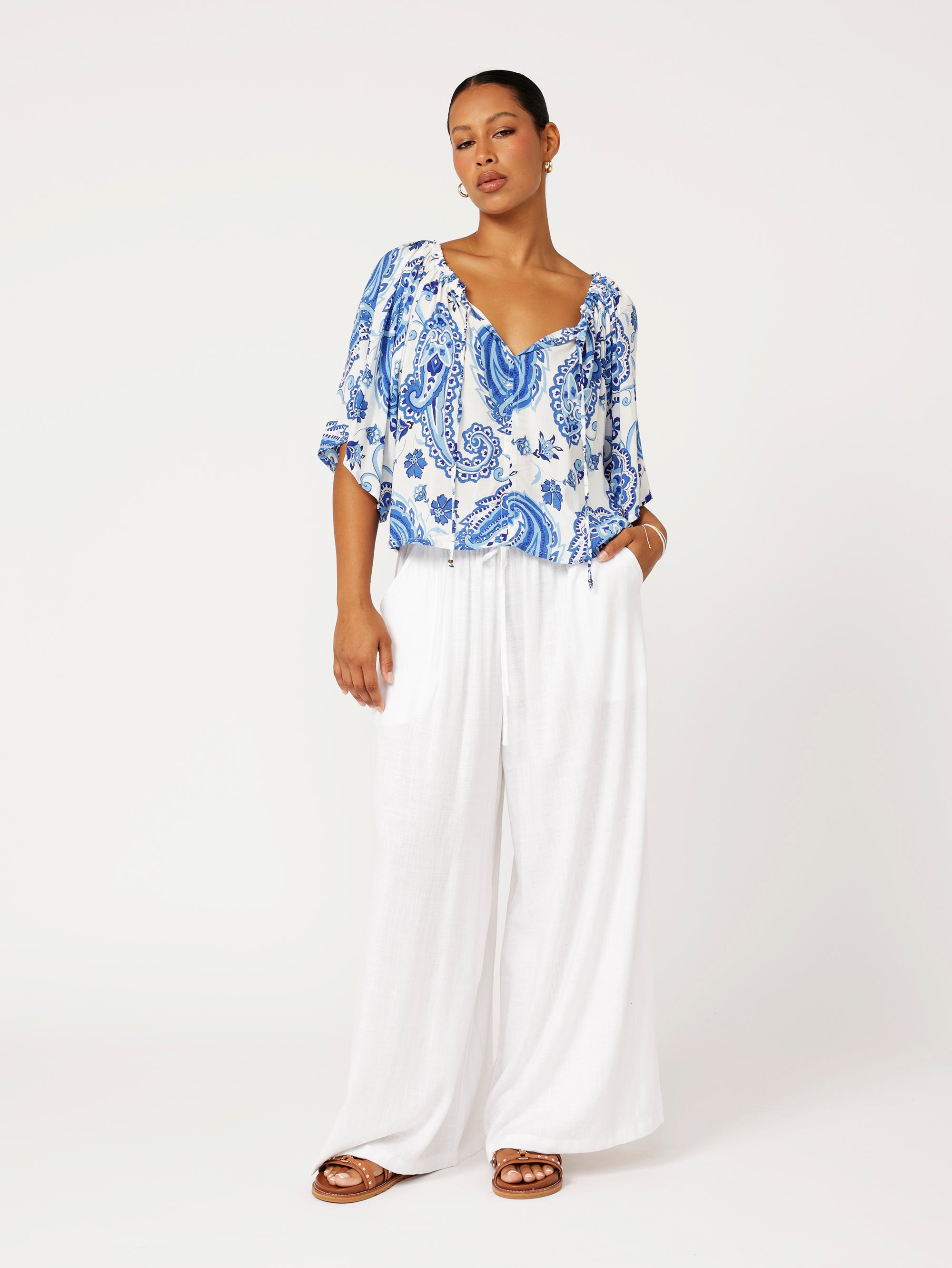 Festival Dreaming Top | Blue Paisley - Saffron Road