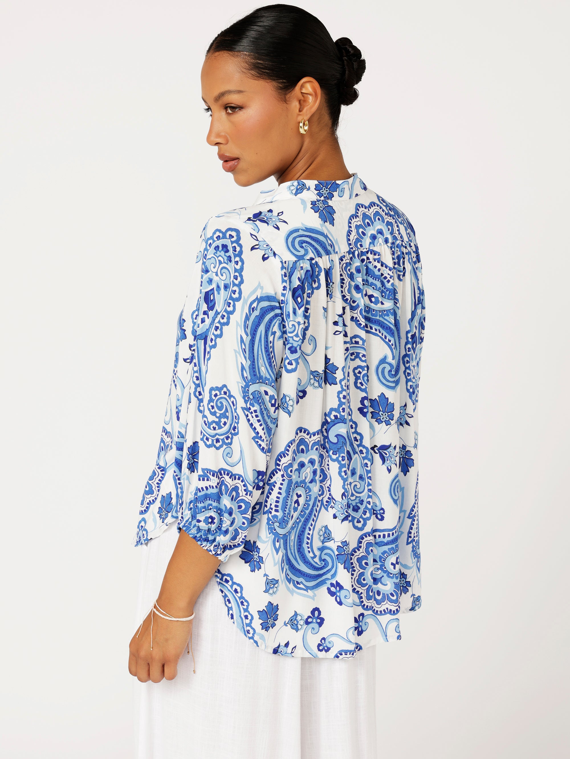 Natalya Blouse | Blue Paisley - Saffron Road