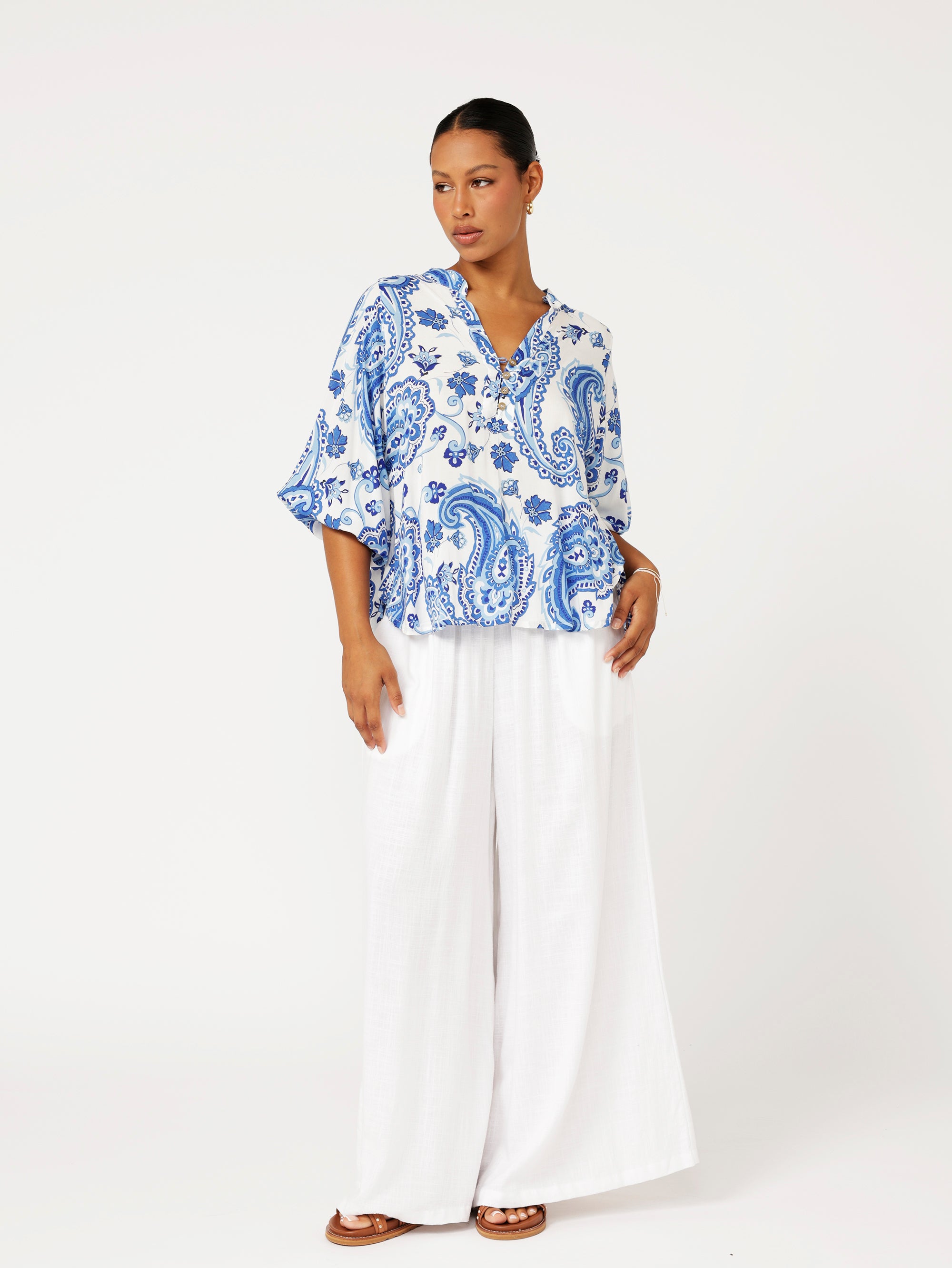 Natalya Blouse | Blue Paisley - Saffron Road