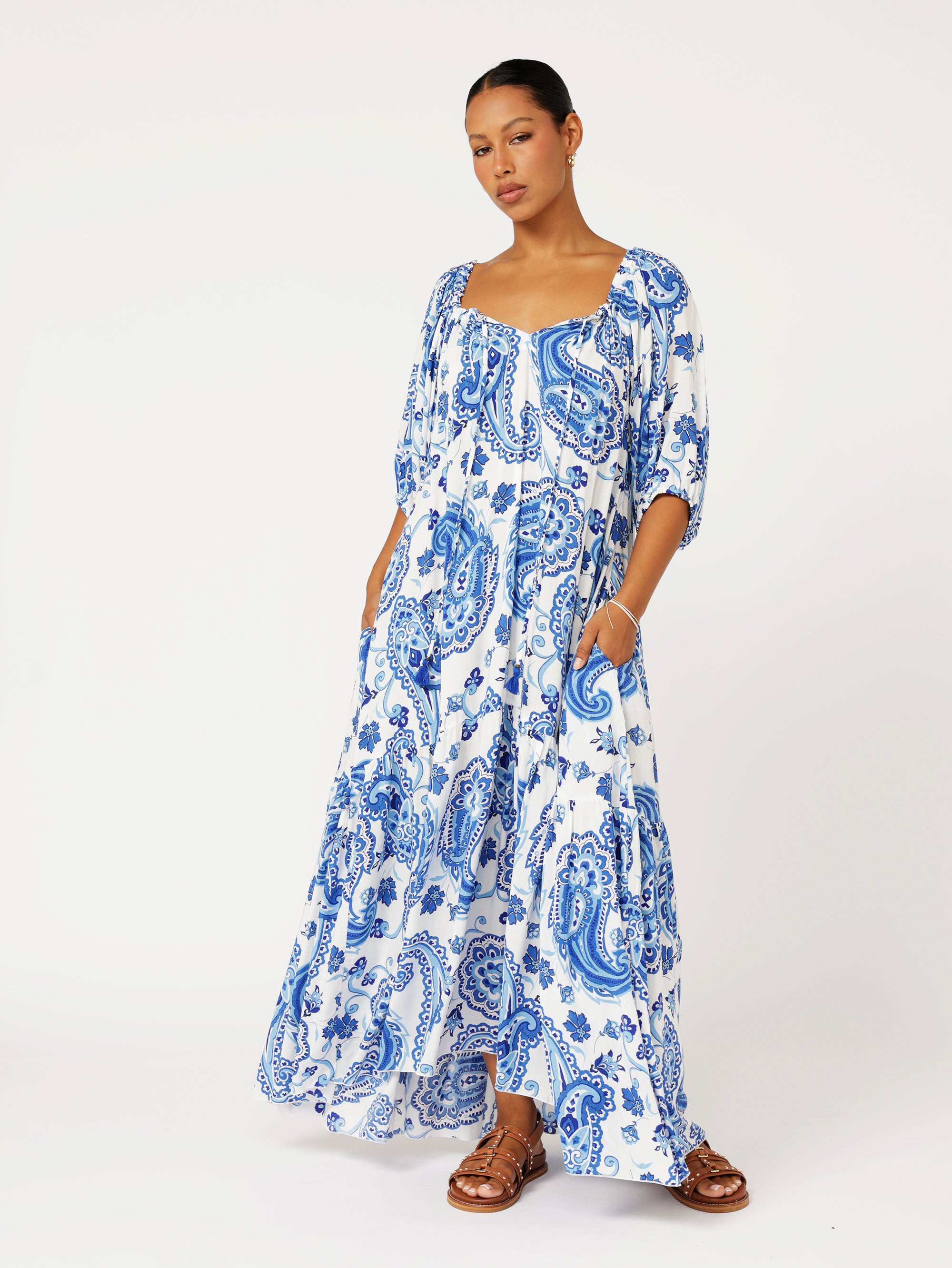 Stella Dress | Blue Paisley - Saffron Road