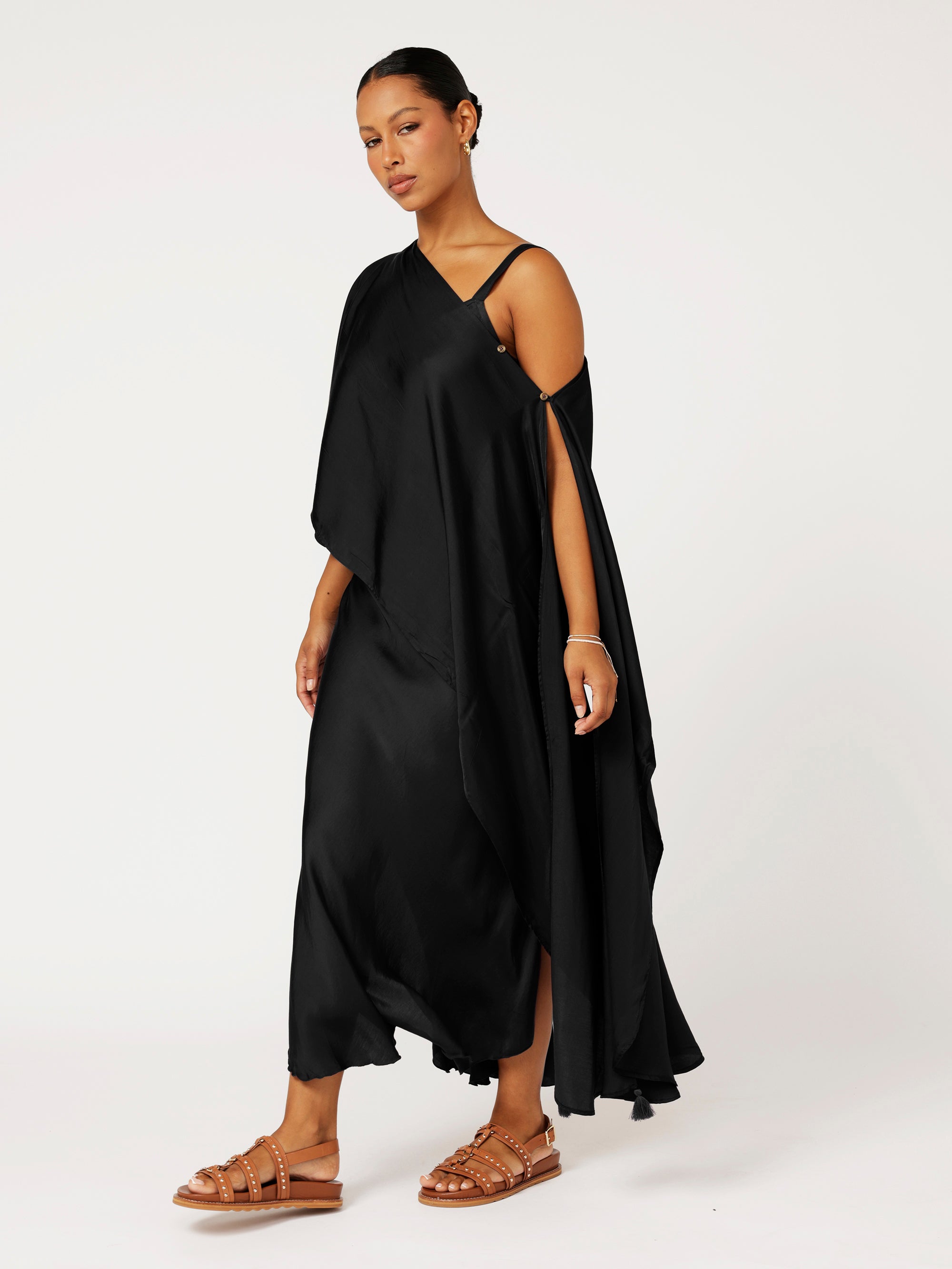 Soiree Wrap | Satin | Black - Saffron Road