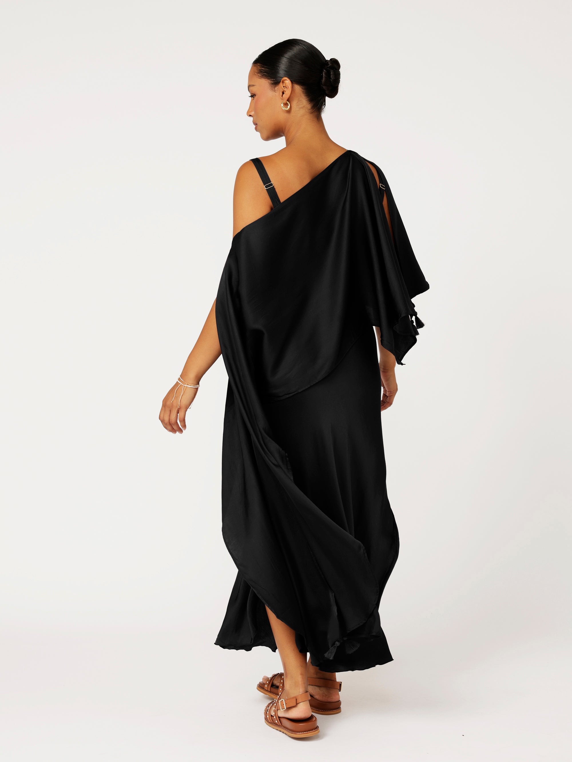 Soiree Wrap | Satin | Black - Saffron Road